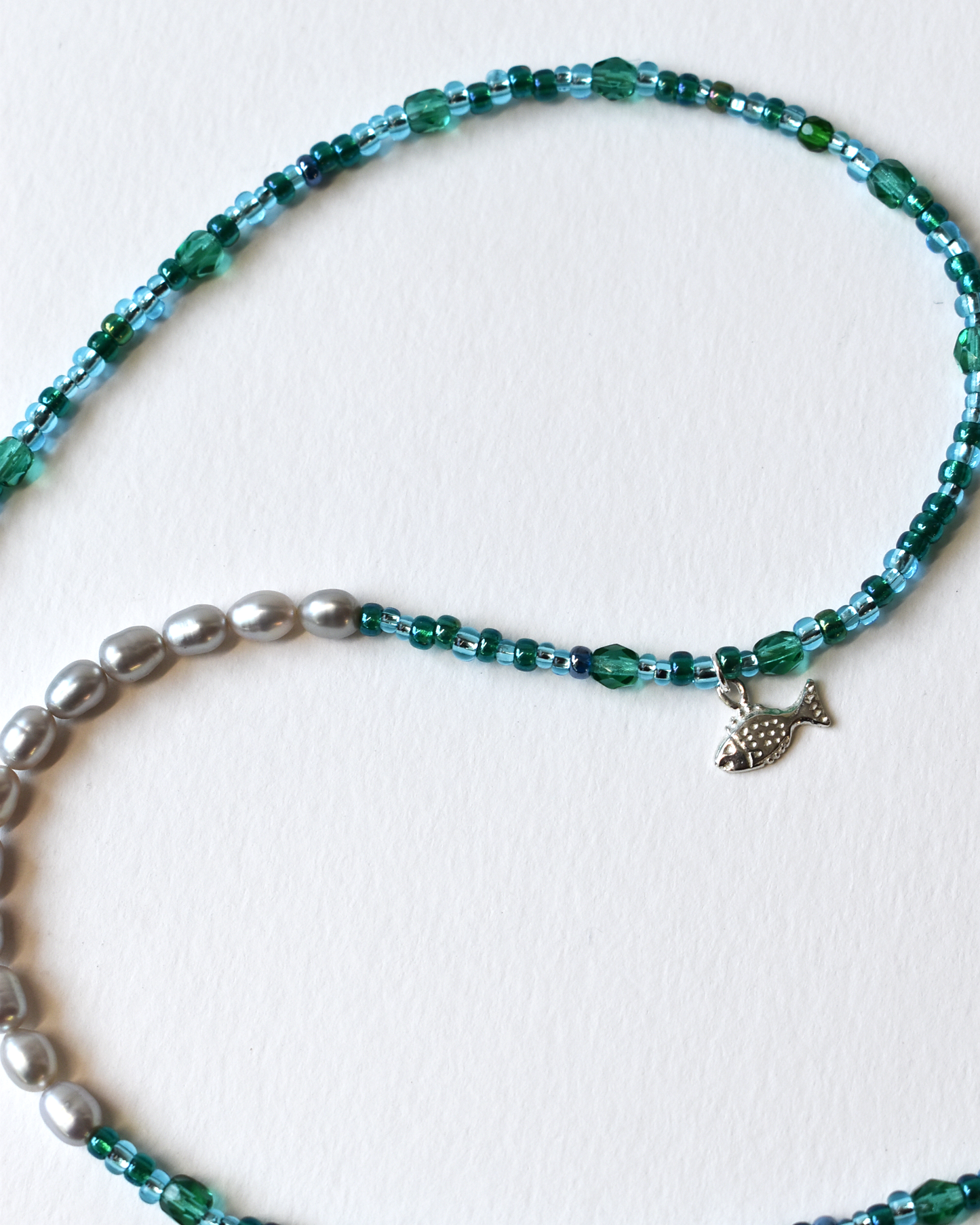 Beaded Blue Fish Necklace