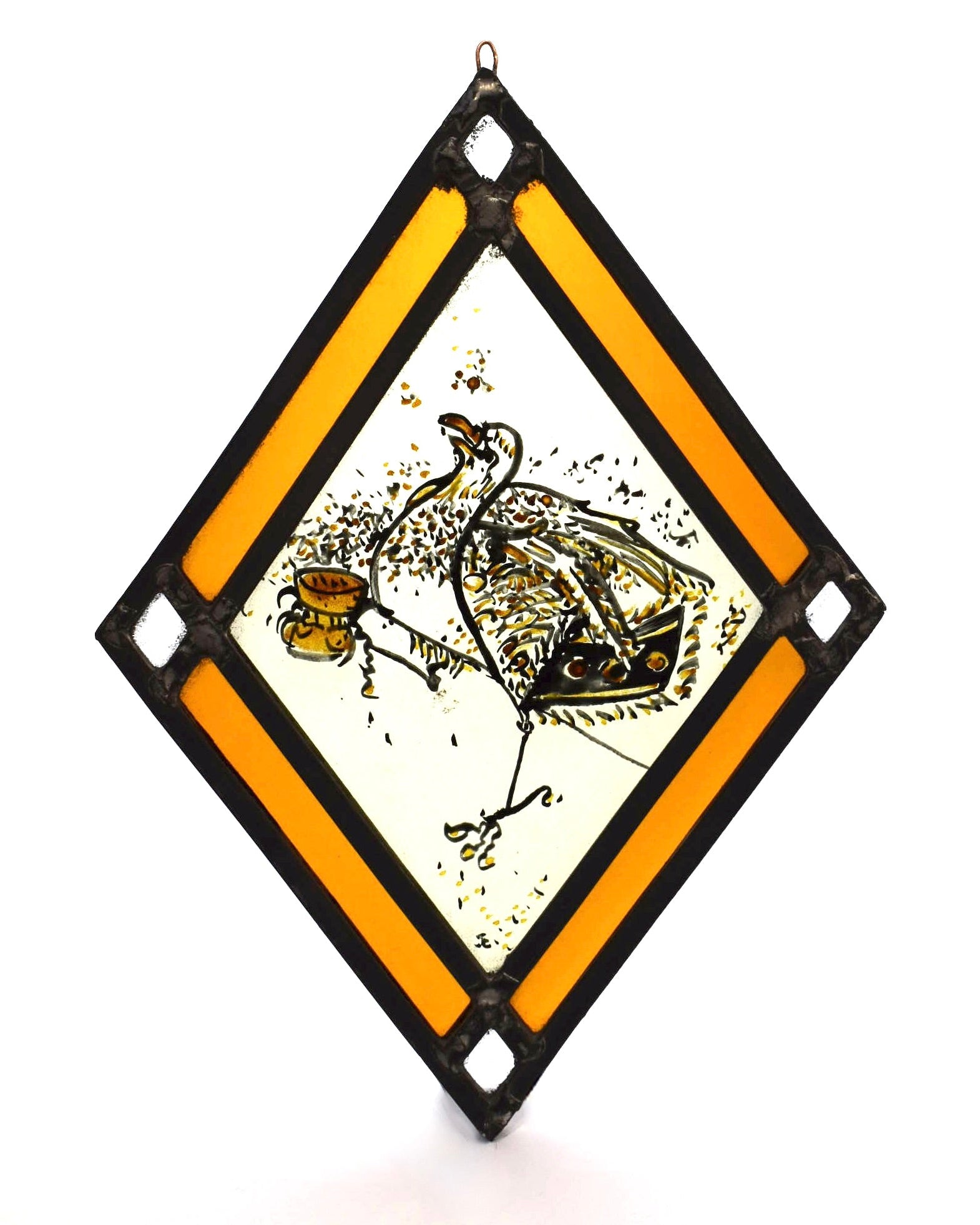 Medieval Style Bird (II) - Stained Glass Panel