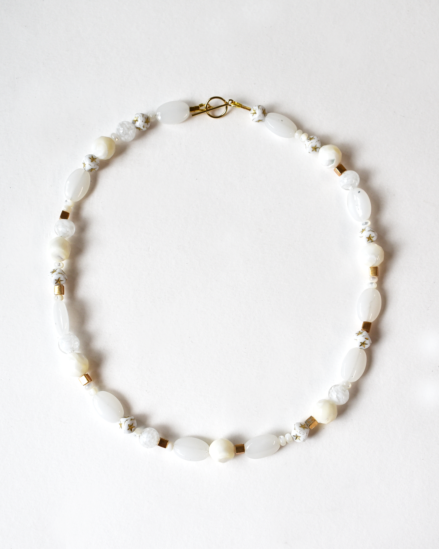 Mother of Pearl Gold Bead Necklace
