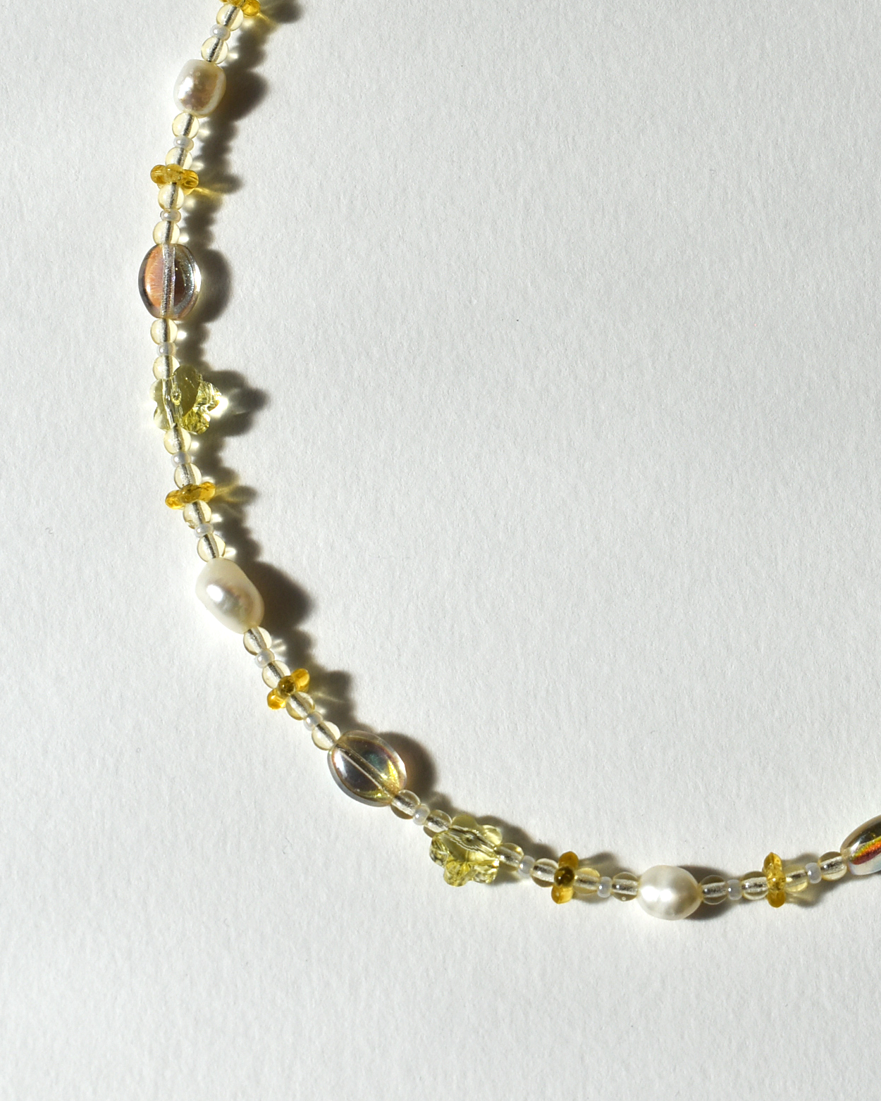Butter Yellow Floral Pearl Bead Necklace
