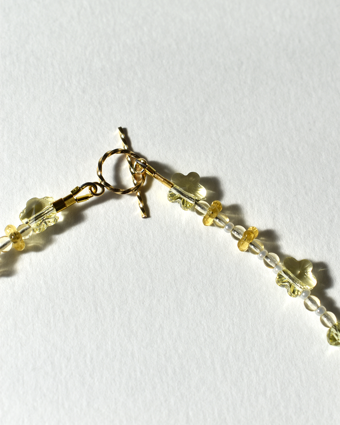 Butter Yellow Floral Pearl Bead Necklace