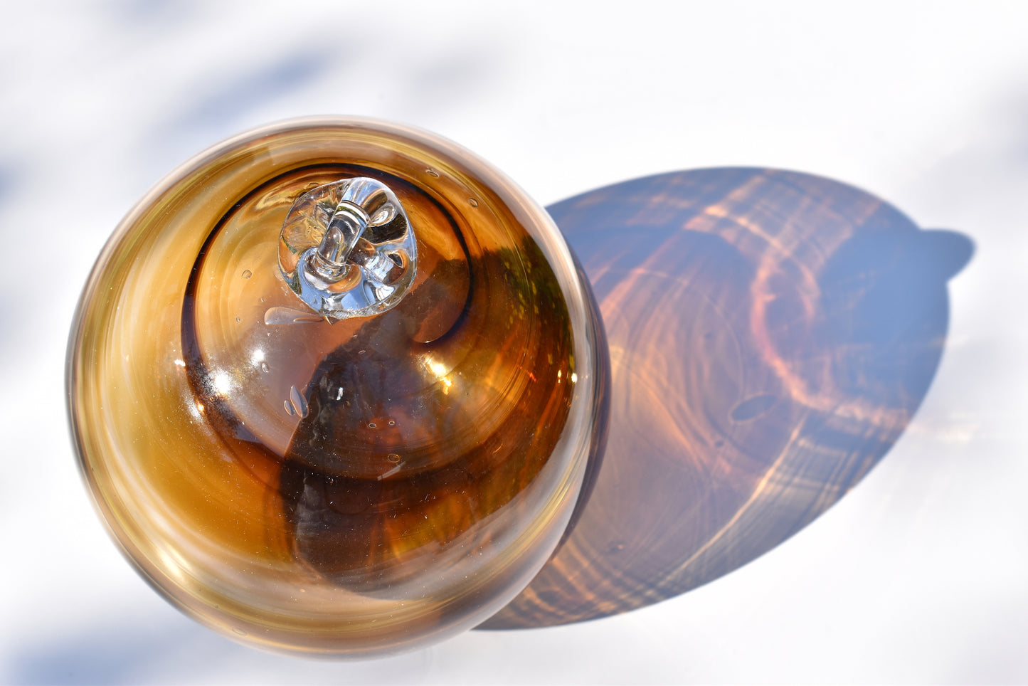 Brown and Amber Streaky Glass Bauble - Corley Studio Shop