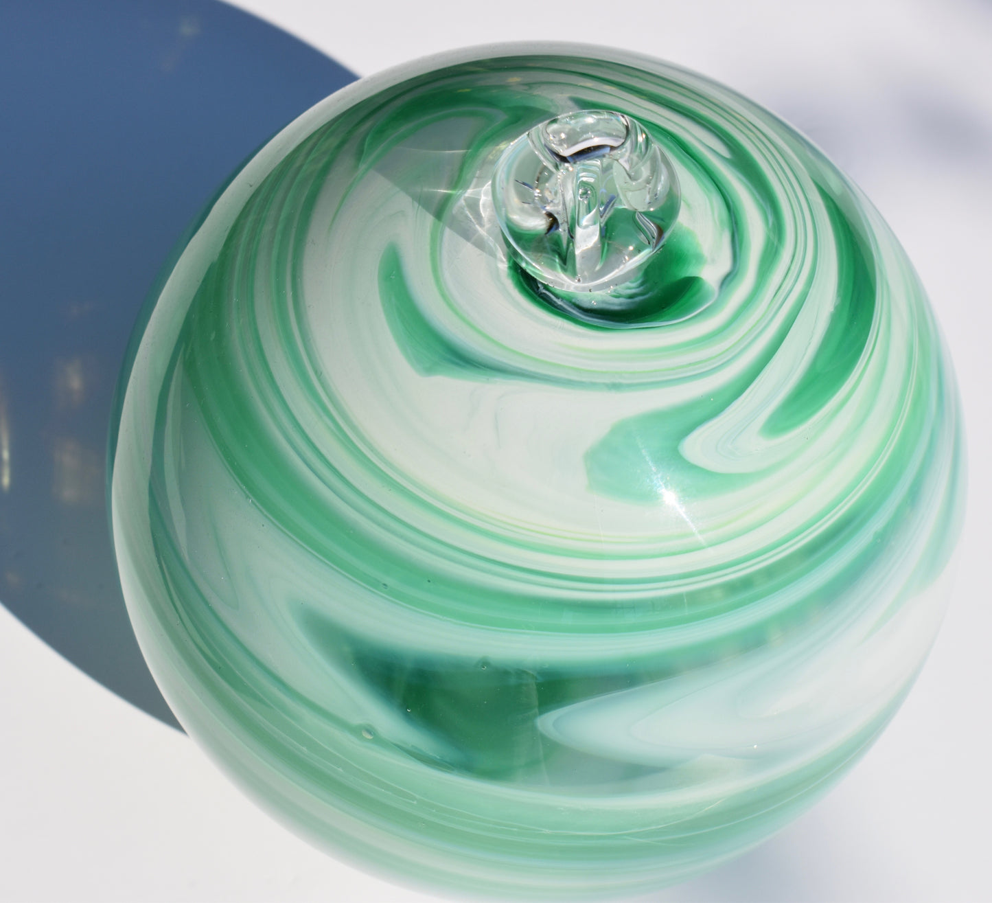 Aquamarine & Opal Swirly Glass X-Large Bauble - Corley Studio Shop