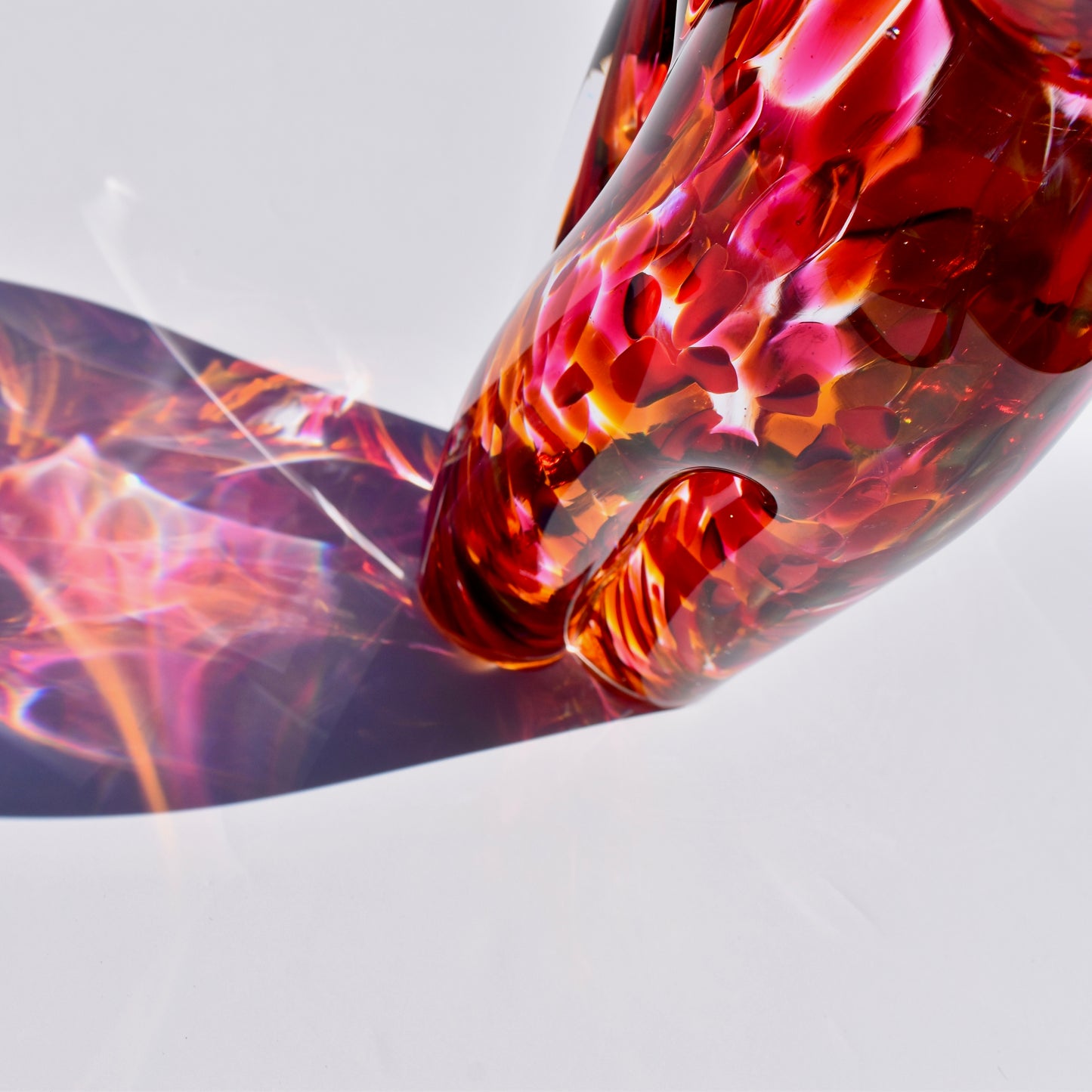 Ruby and Cranberry Streaky Glass Cat - Corley Studio Shop