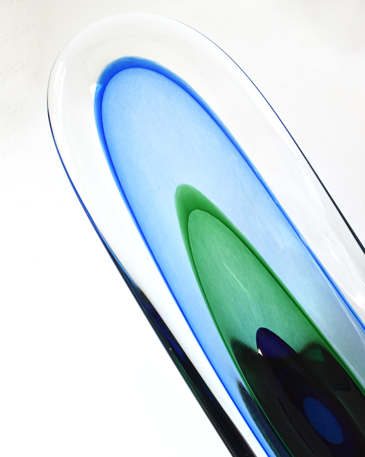 'Saturn' Blue & Green Oval Glass Plate