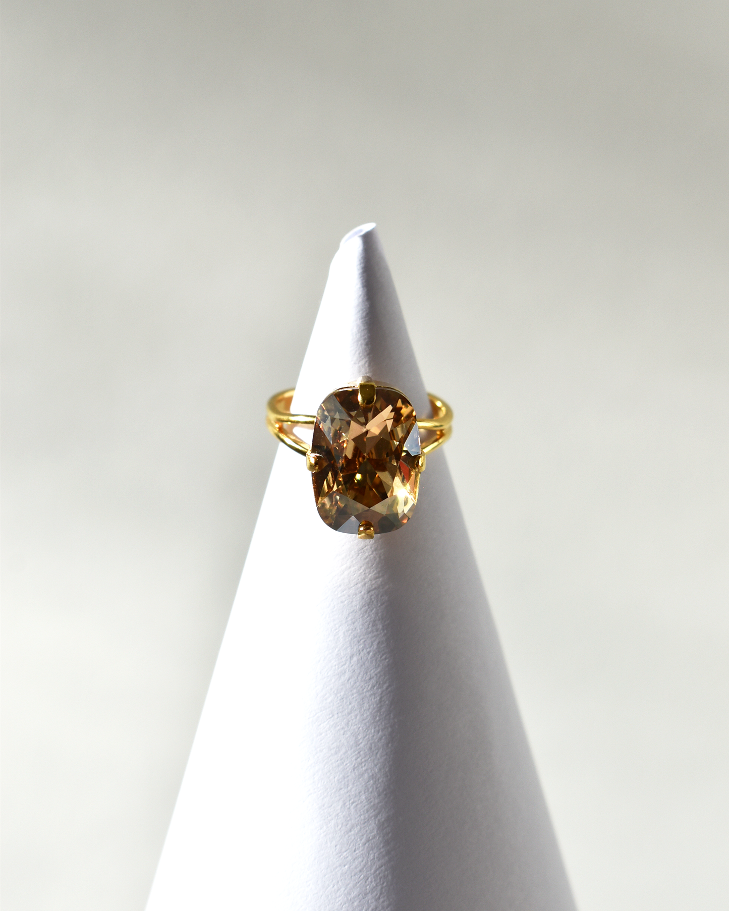 Champagne Crystal Cocktail Ring