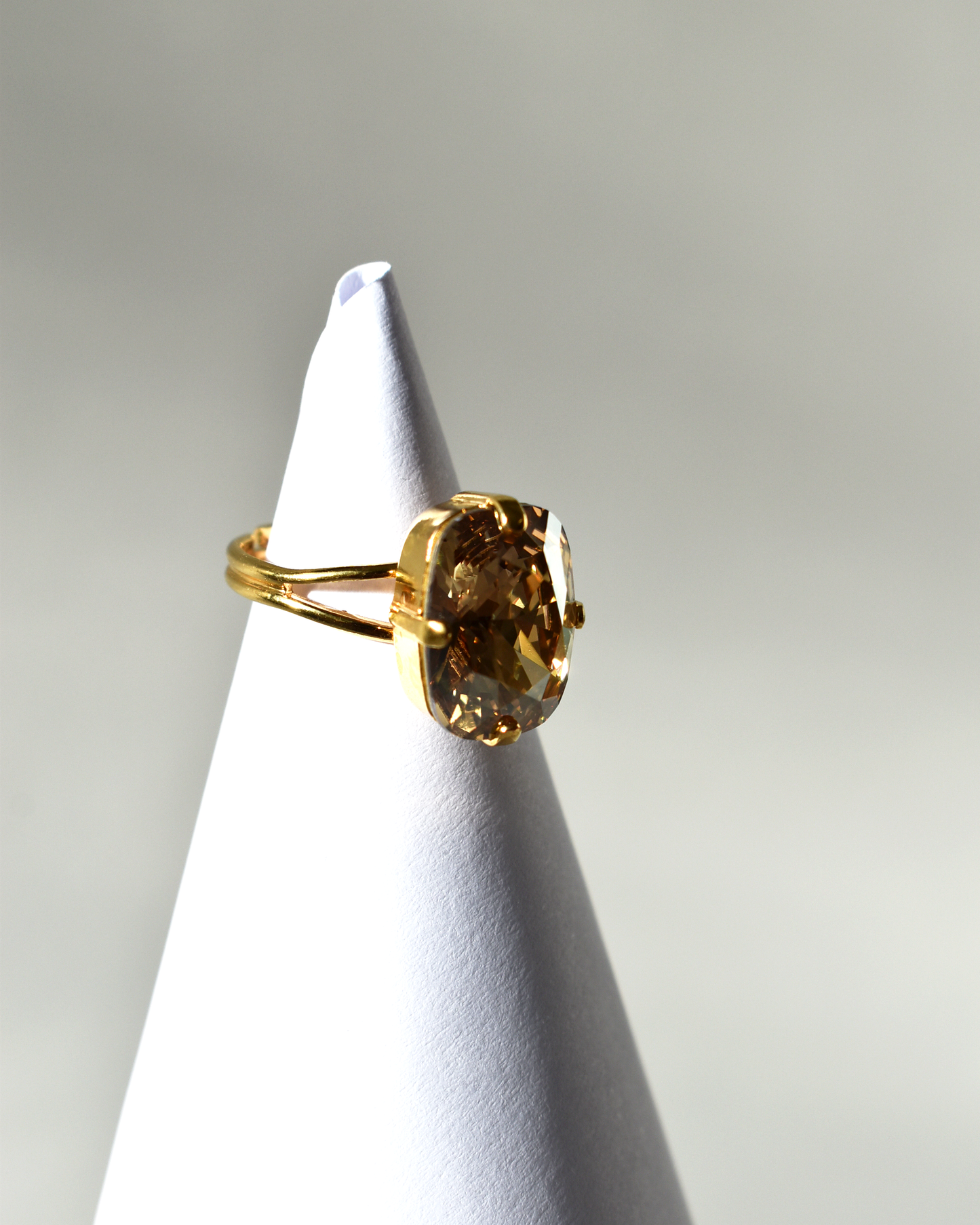Champagne Crystal Cocktail Ring