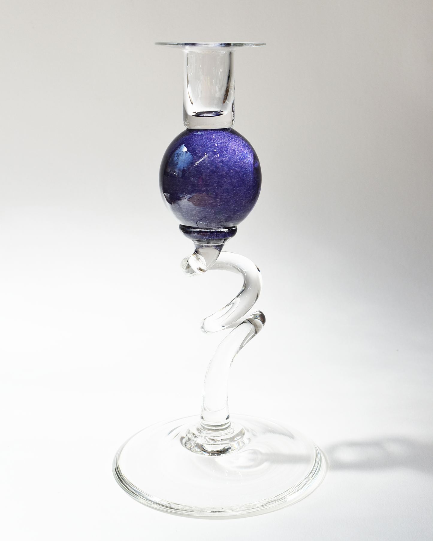 Purple 'Colourball' Blown Glass Candlestick