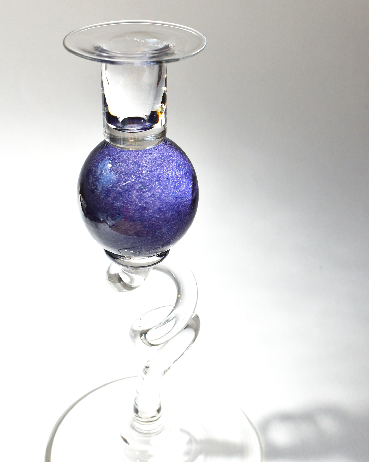 Purple 'Colourball' Blown Glass Candlestick