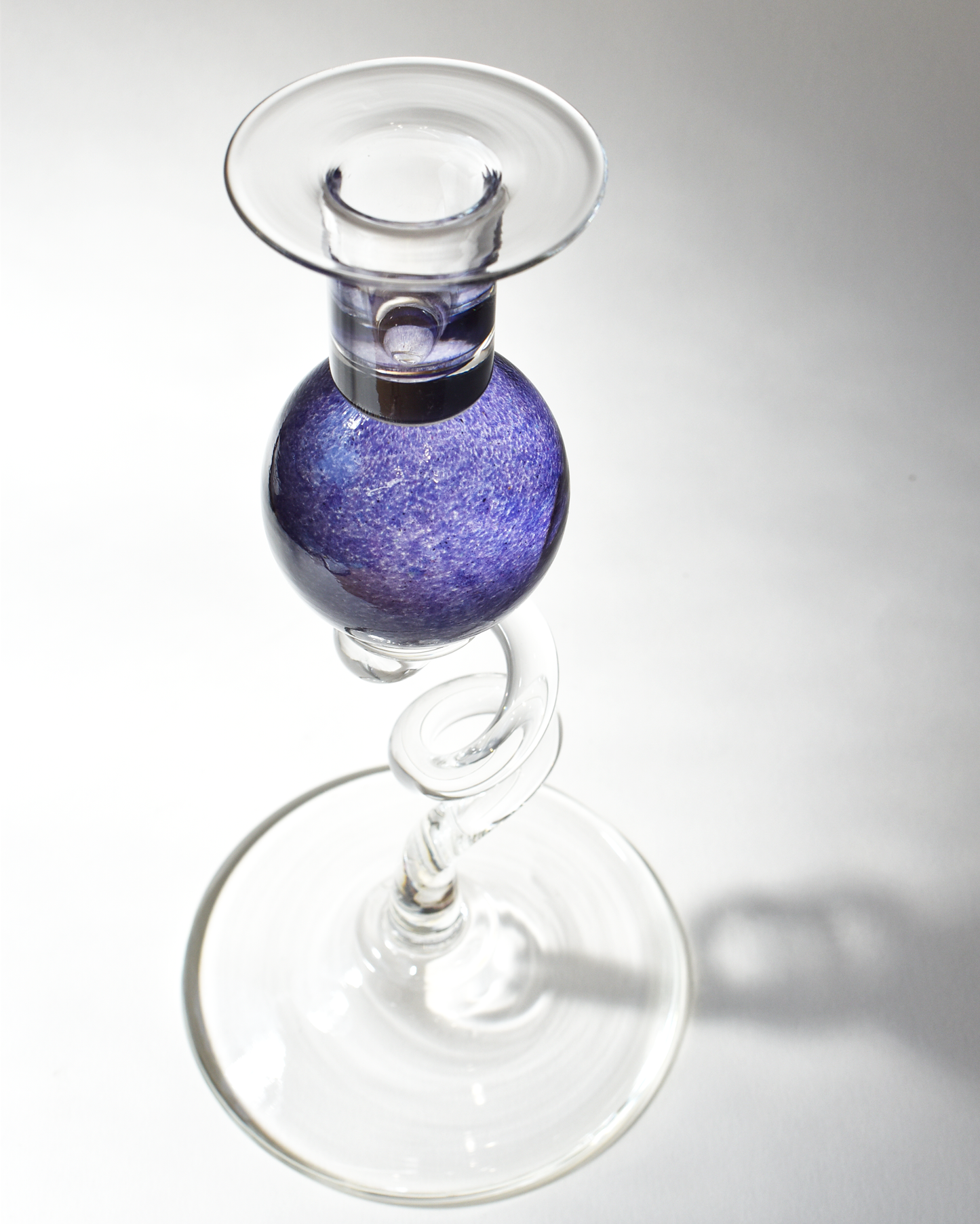 Purple 'Colourball' Blown Glass Candlestick