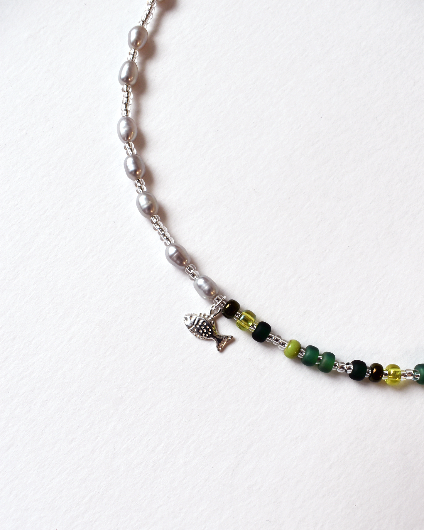 Green 'Half & Half' Fish Charm Necklace