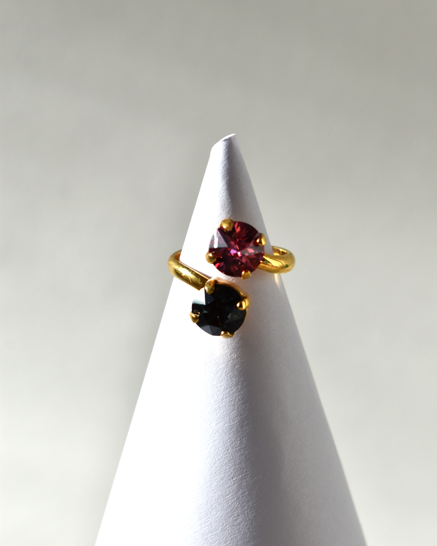 Pink & Black Crystal Cocktail Ring