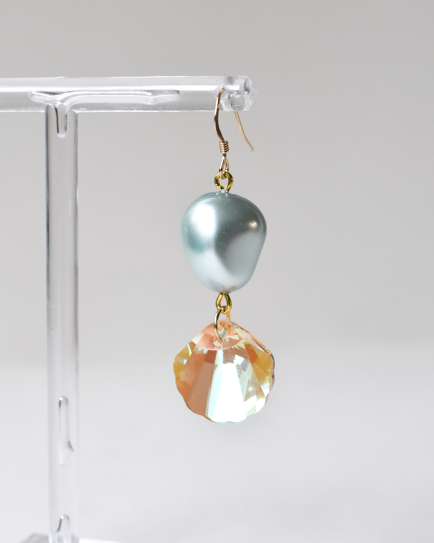 Soft Blue Shimmer Shell Drop Earrings