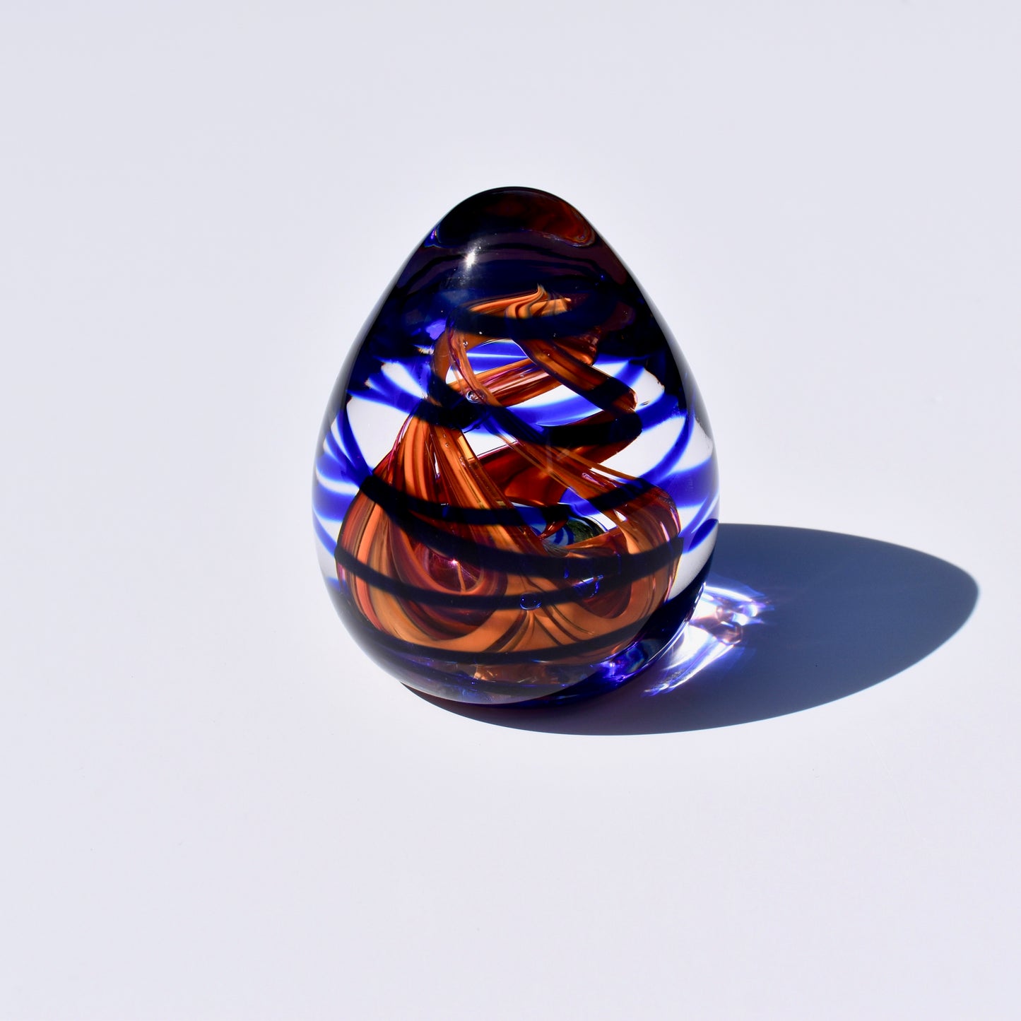 Medium Royal blue and Amber paperweight - Corley Studio Shop
