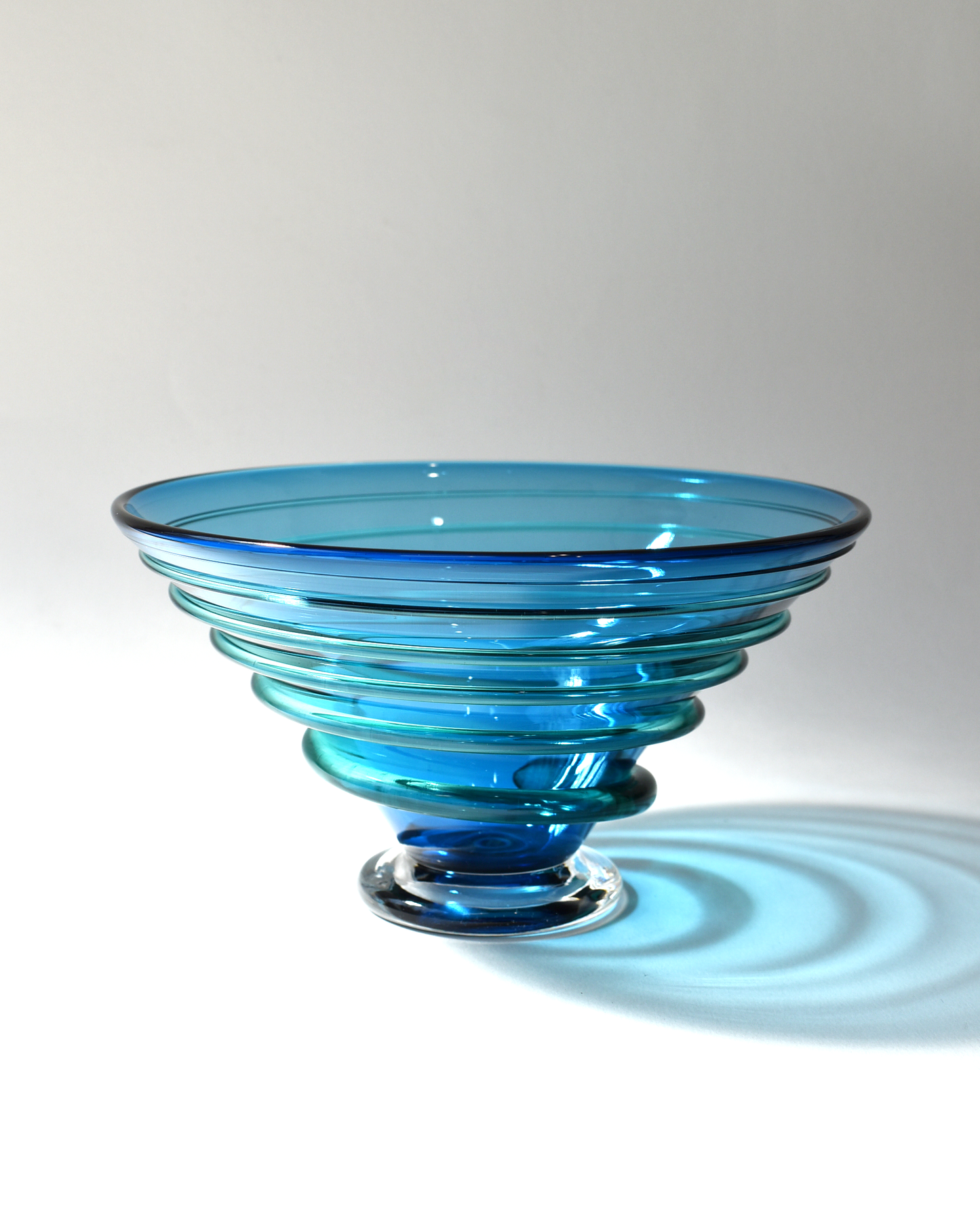 Blue & Aqua Spiral Blown Bowl (S)