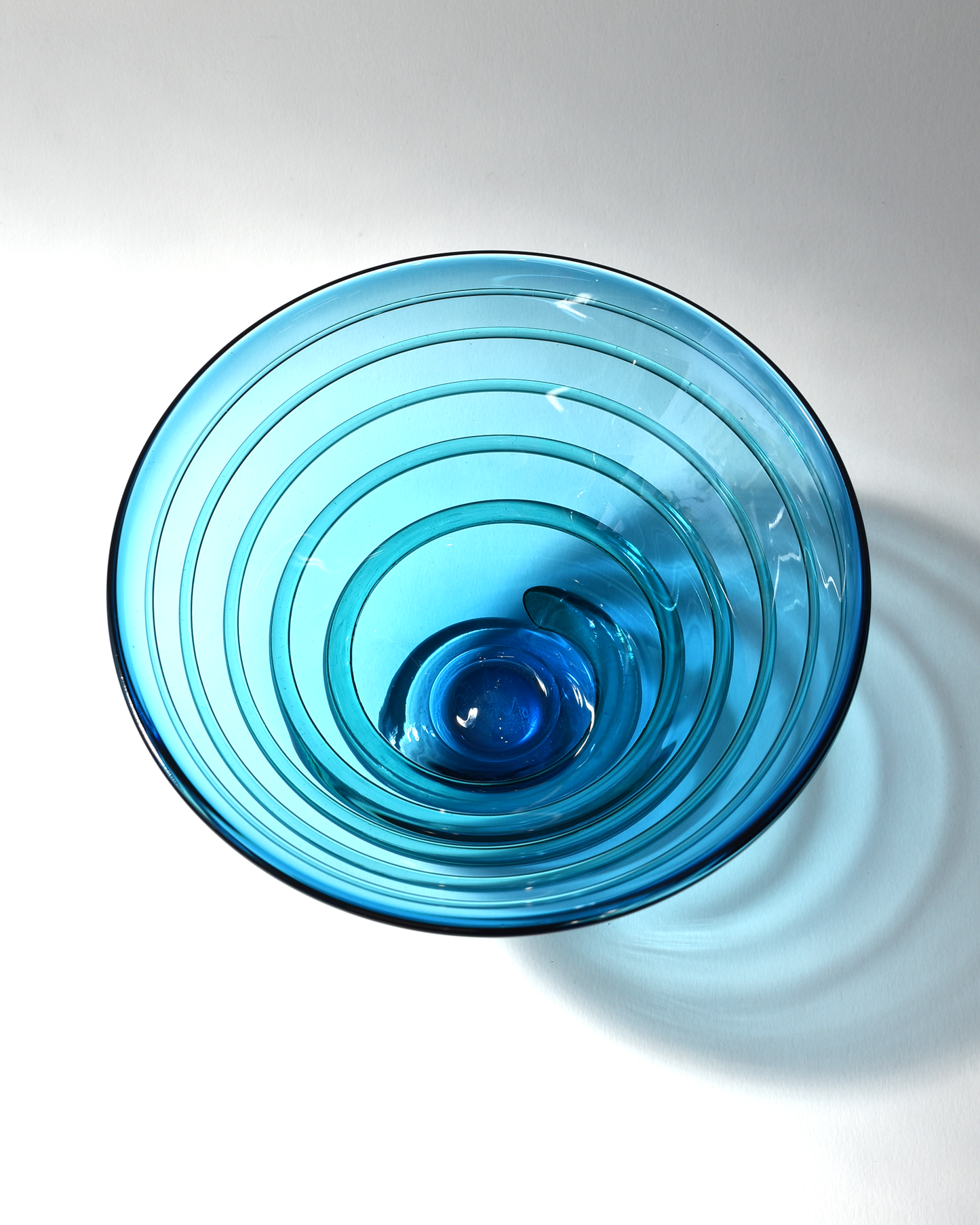 Handblown Blue & Aqua Spiral Glass Bowl (S)