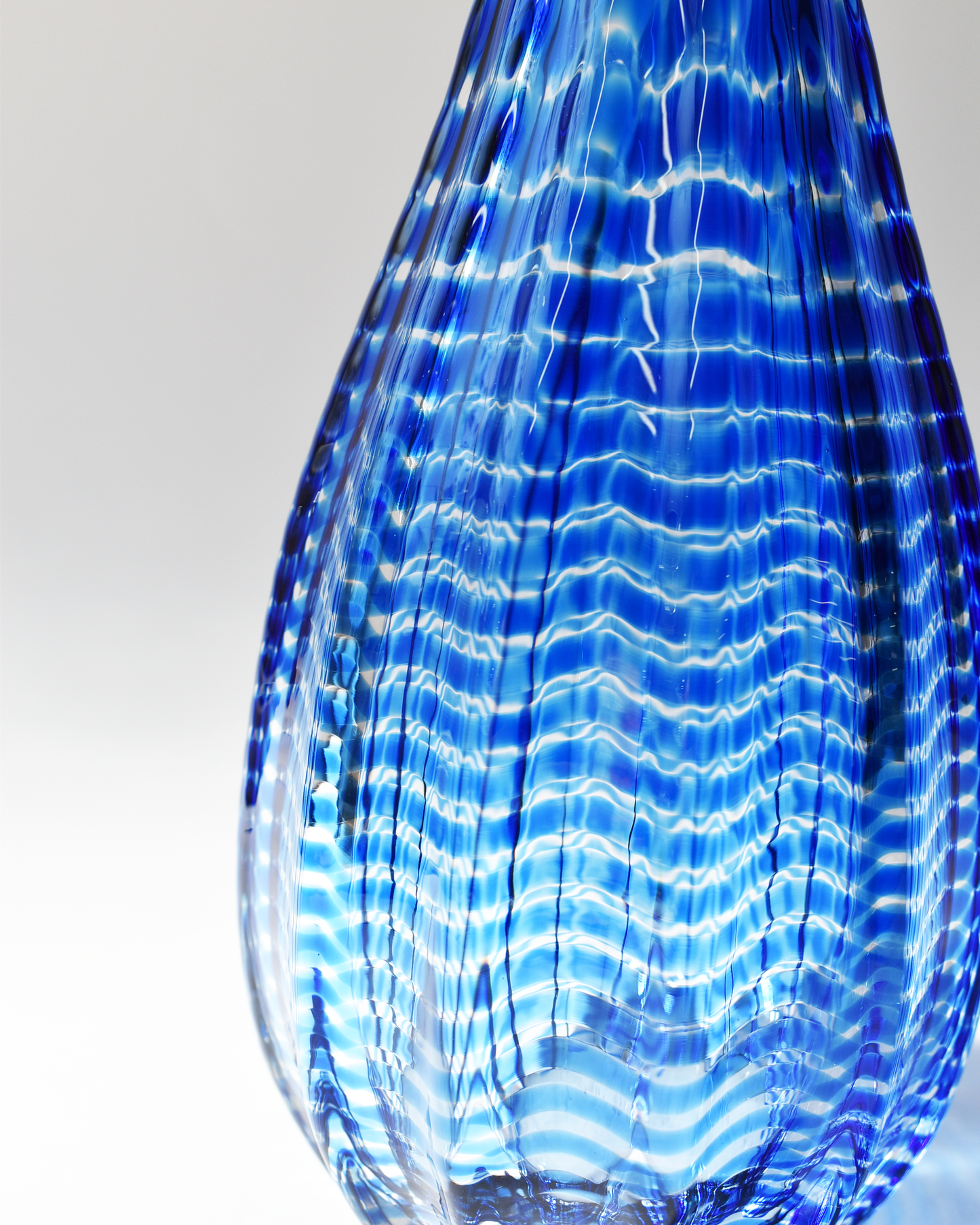 Vibrant Blue Stripe Blown Glass 'i' Vase