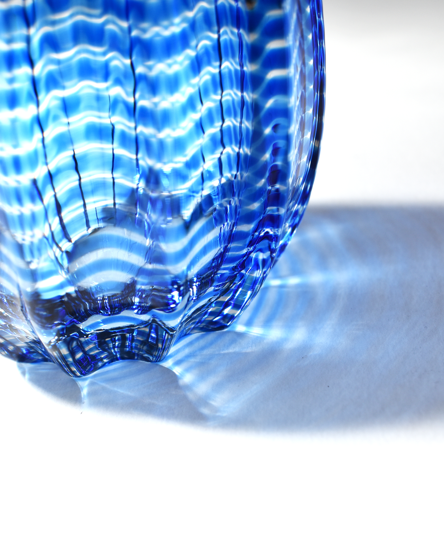 Vibrant Blue Stripe Blown Glass 'i' Vase