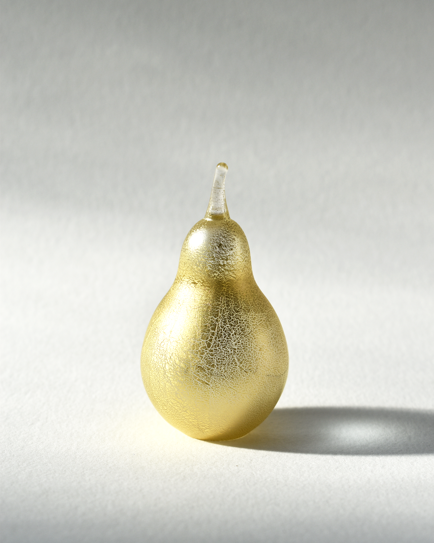 Golden Gold Leaf Blown Glass Pear (S)