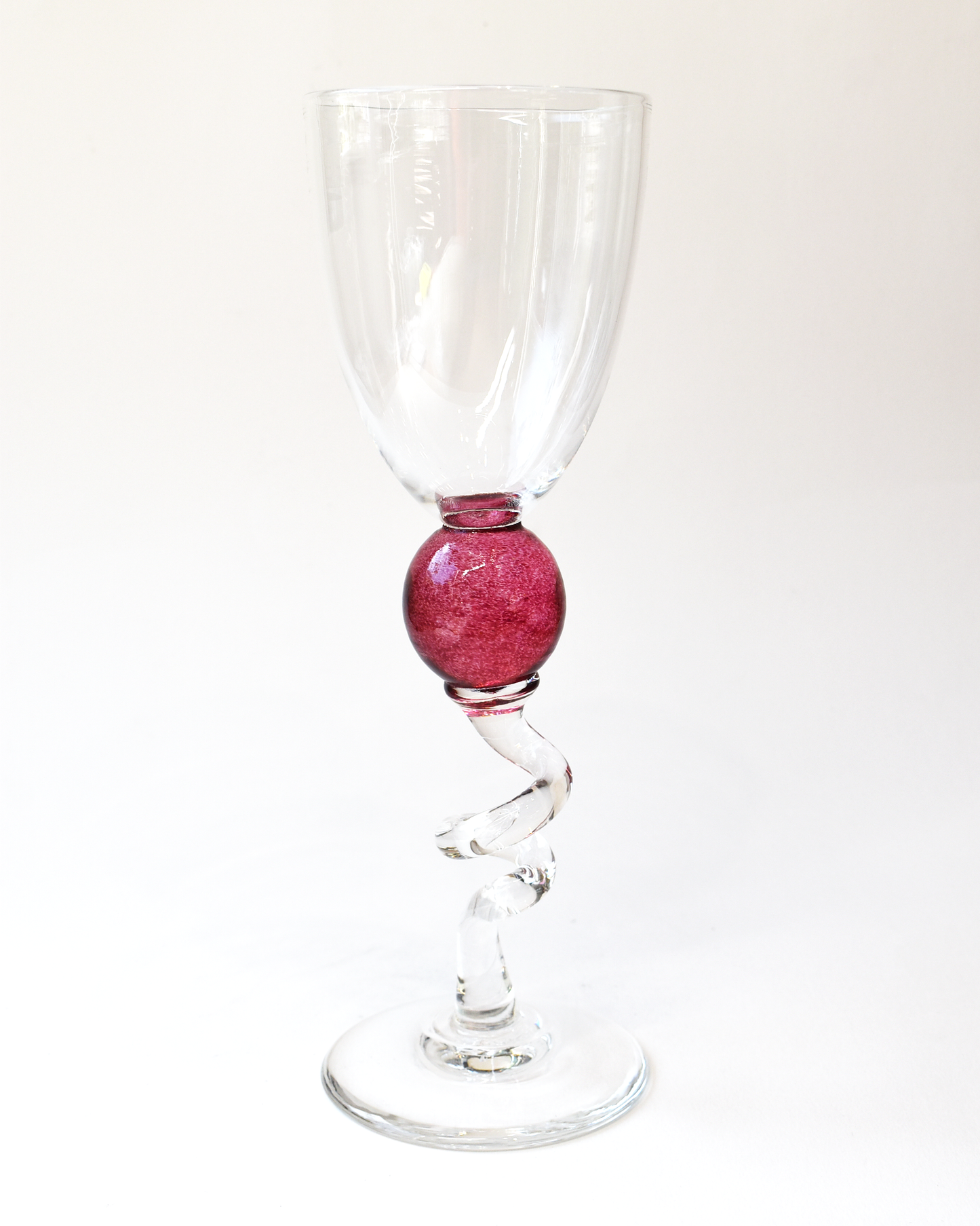 Cranberry Pink 'Colourball' Blown Wine Glass