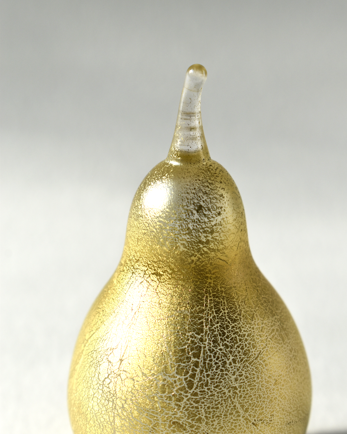 Golden Gold Leaf Blown Glass Pear (S)