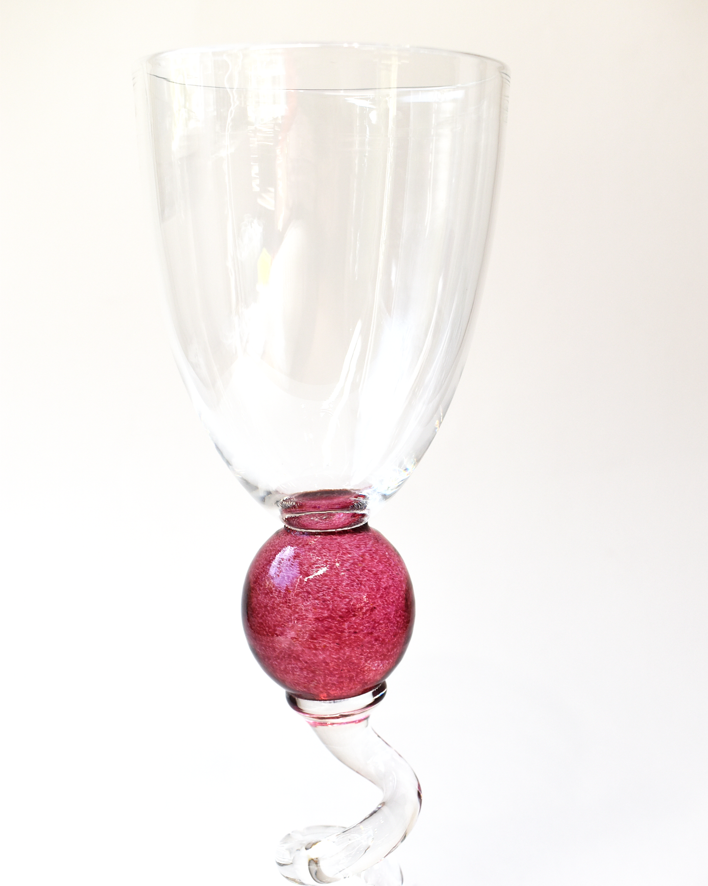 Cranberry Pink 'Colourball' Blown Wine Glass