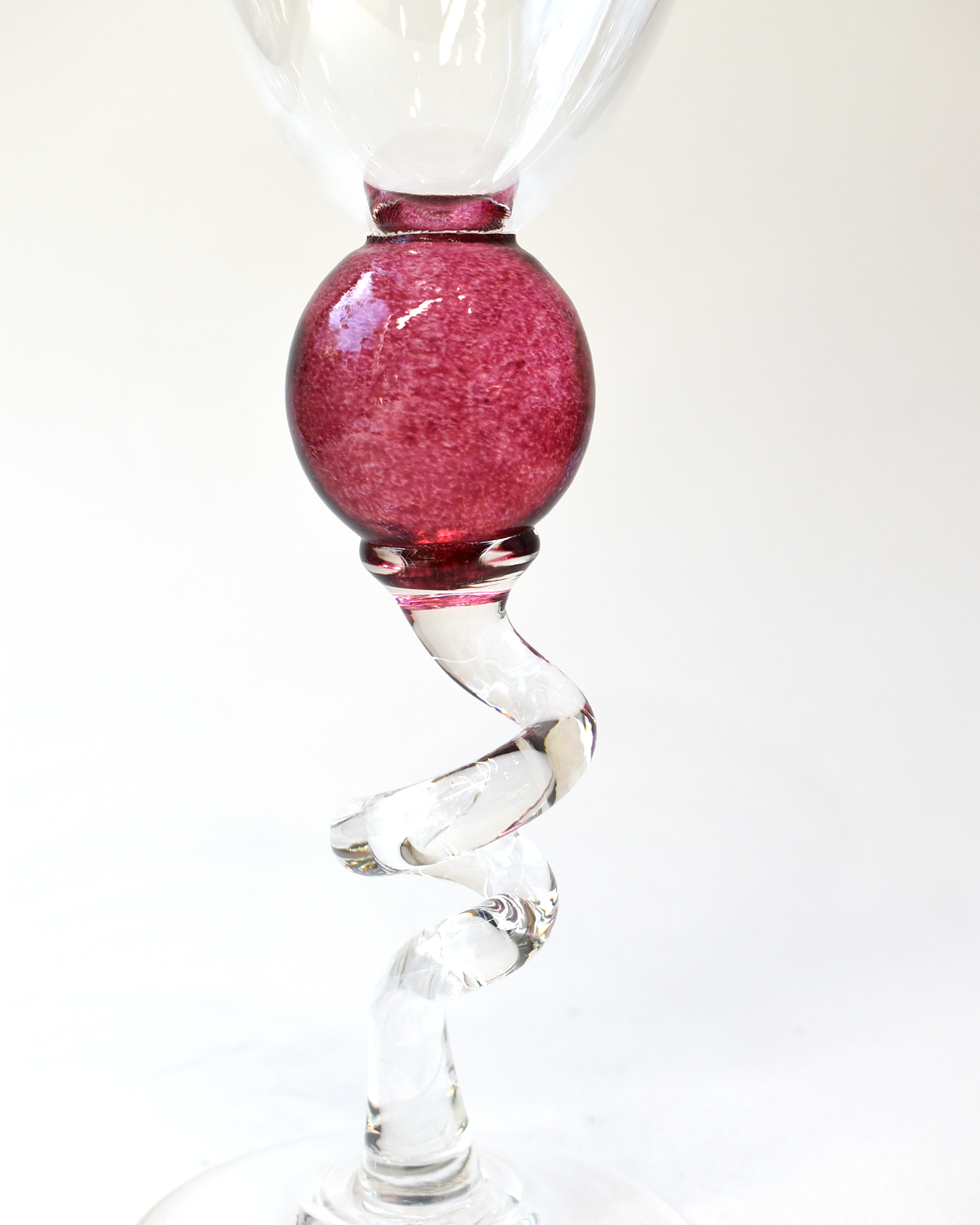 Cranberry Pink 'Colourball' Blown Wine Glass