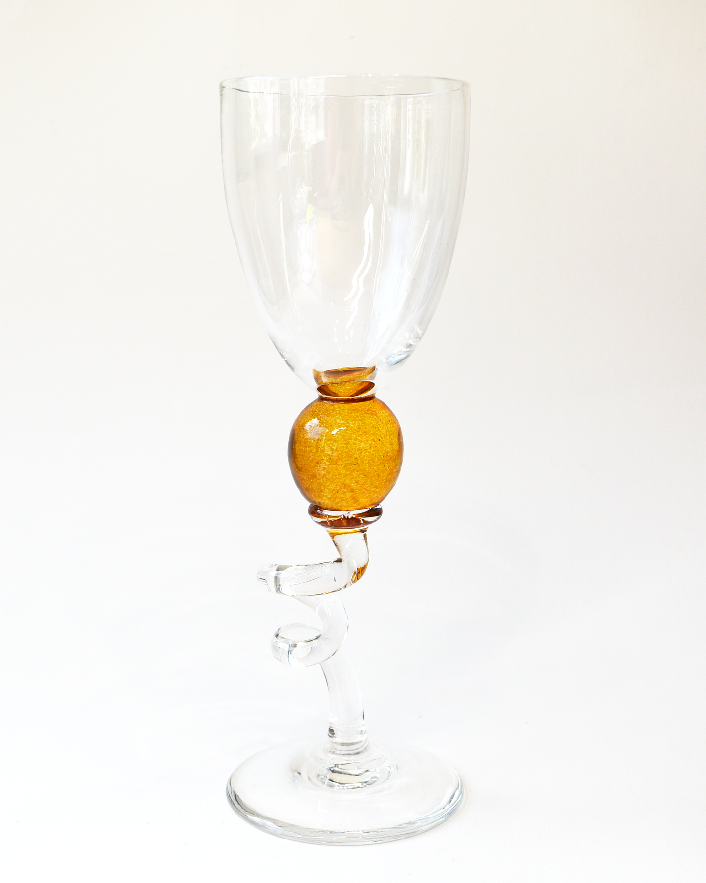 Amber 'Colourball' Blown Wine Glass