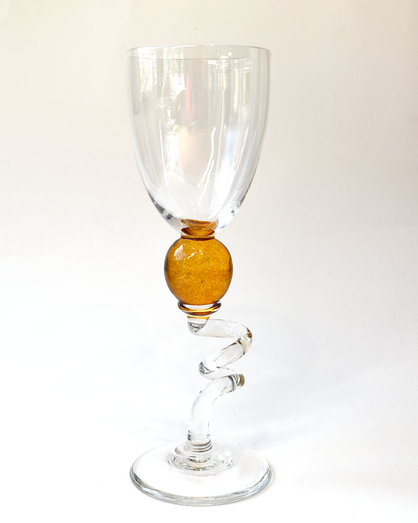 Amber 'Colourball' Blown Wine Glass