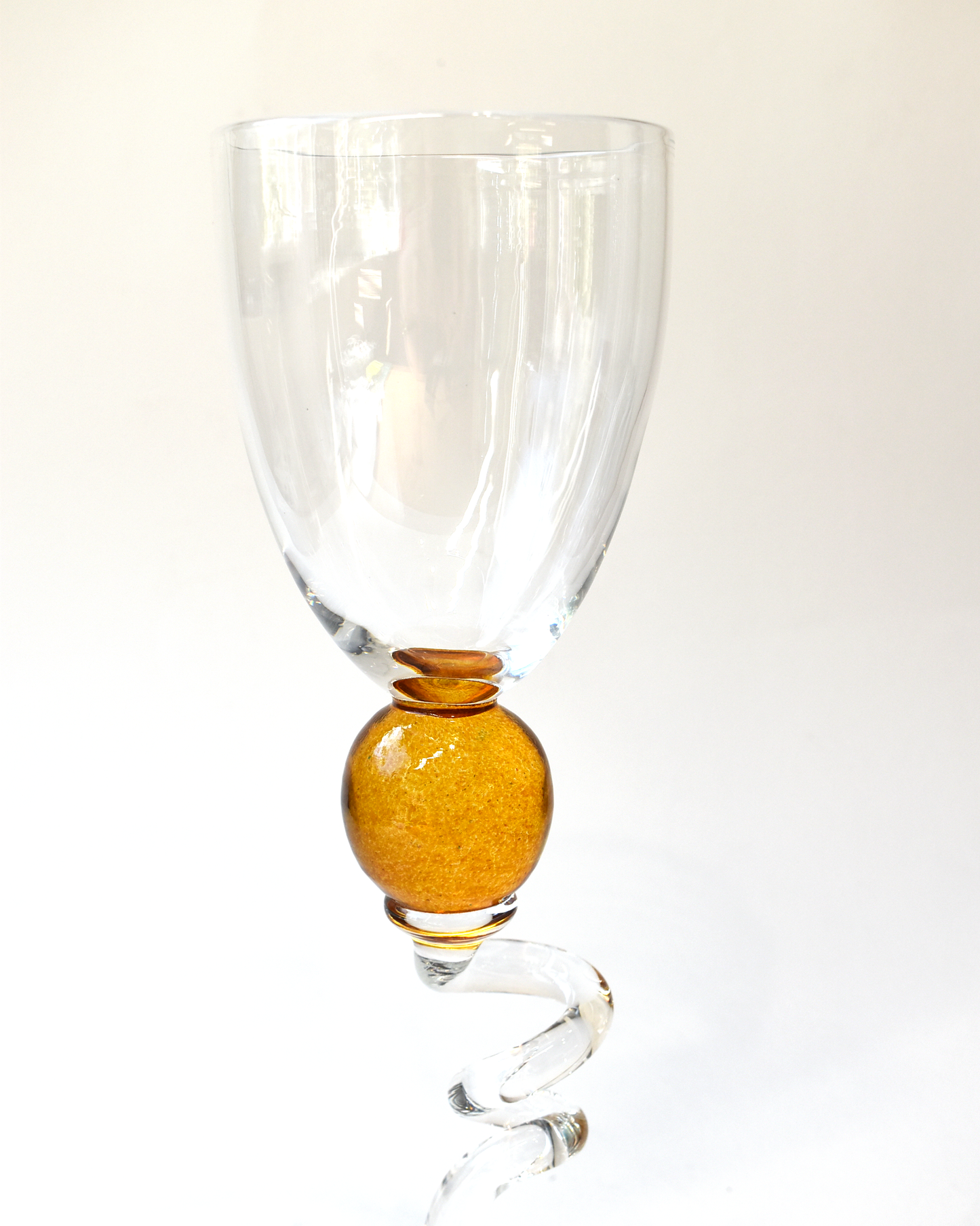 Amber 'Colourball' Blown Wine Glass