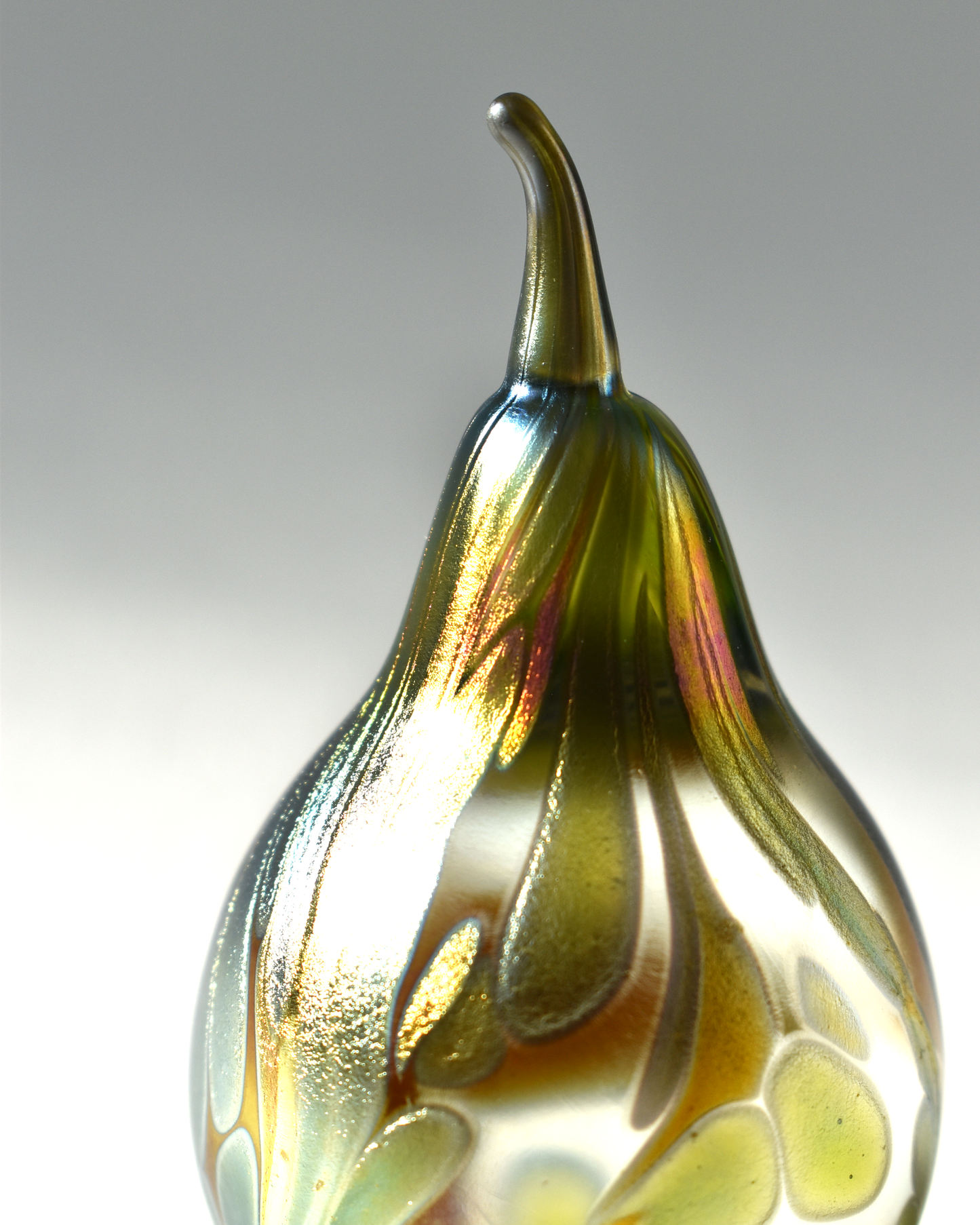 Featherspray Lime Blown Glass Pear (S)