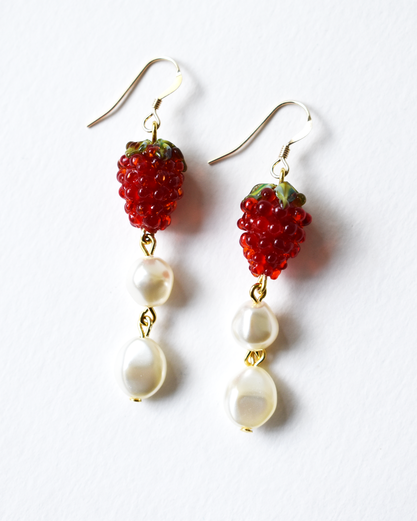'Raspberries & Cream' Drop Hook Earrings