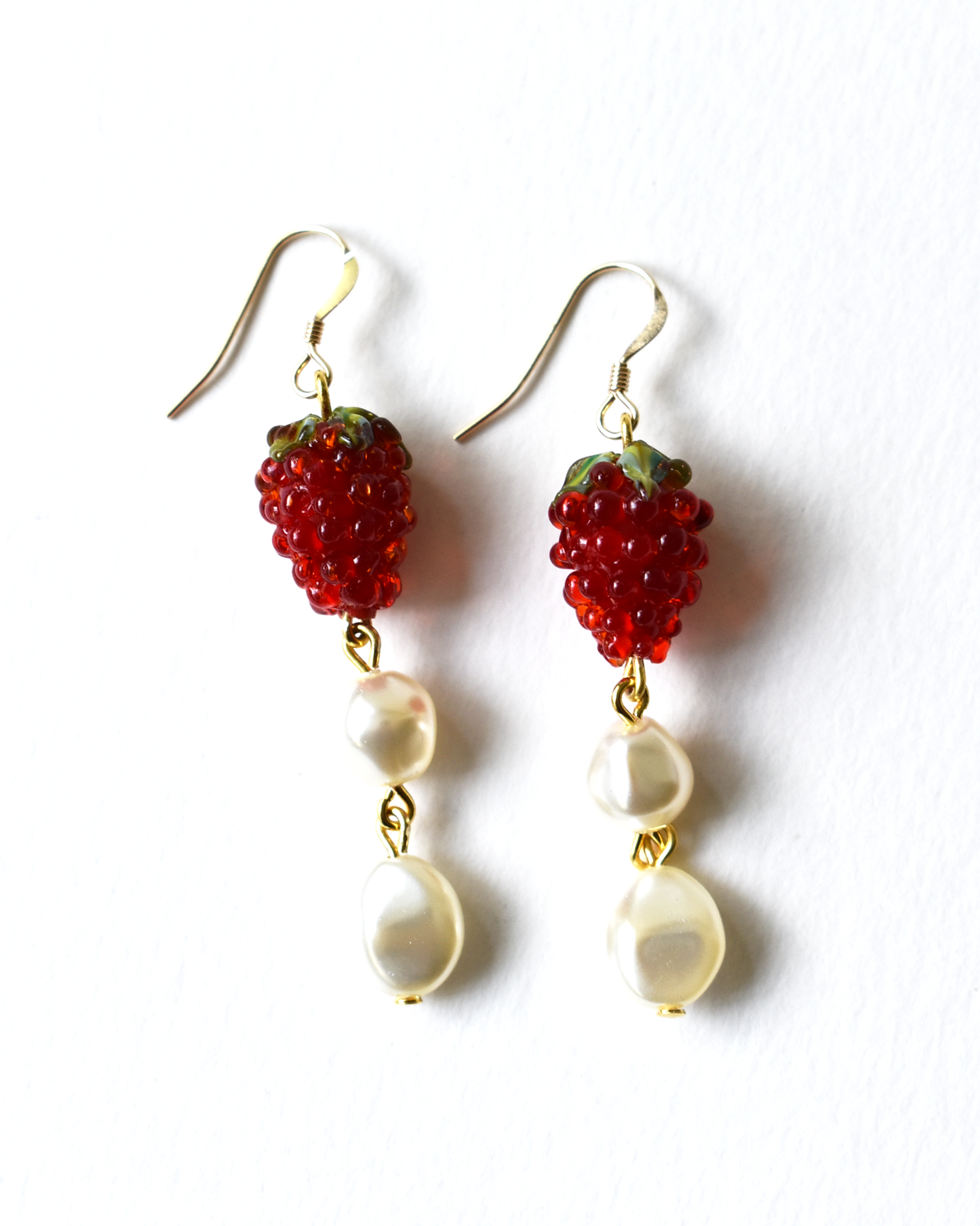 'Raspberries & Cream' Drop Hook Earrings