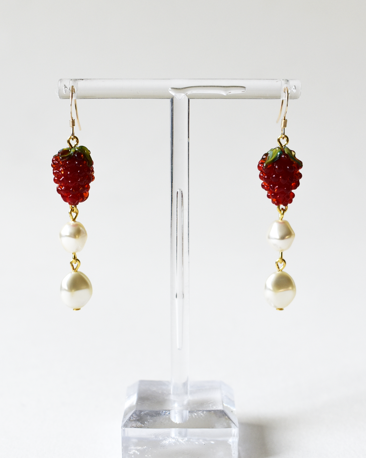 'Raspberries & Cream' Drop Hook Earrings
