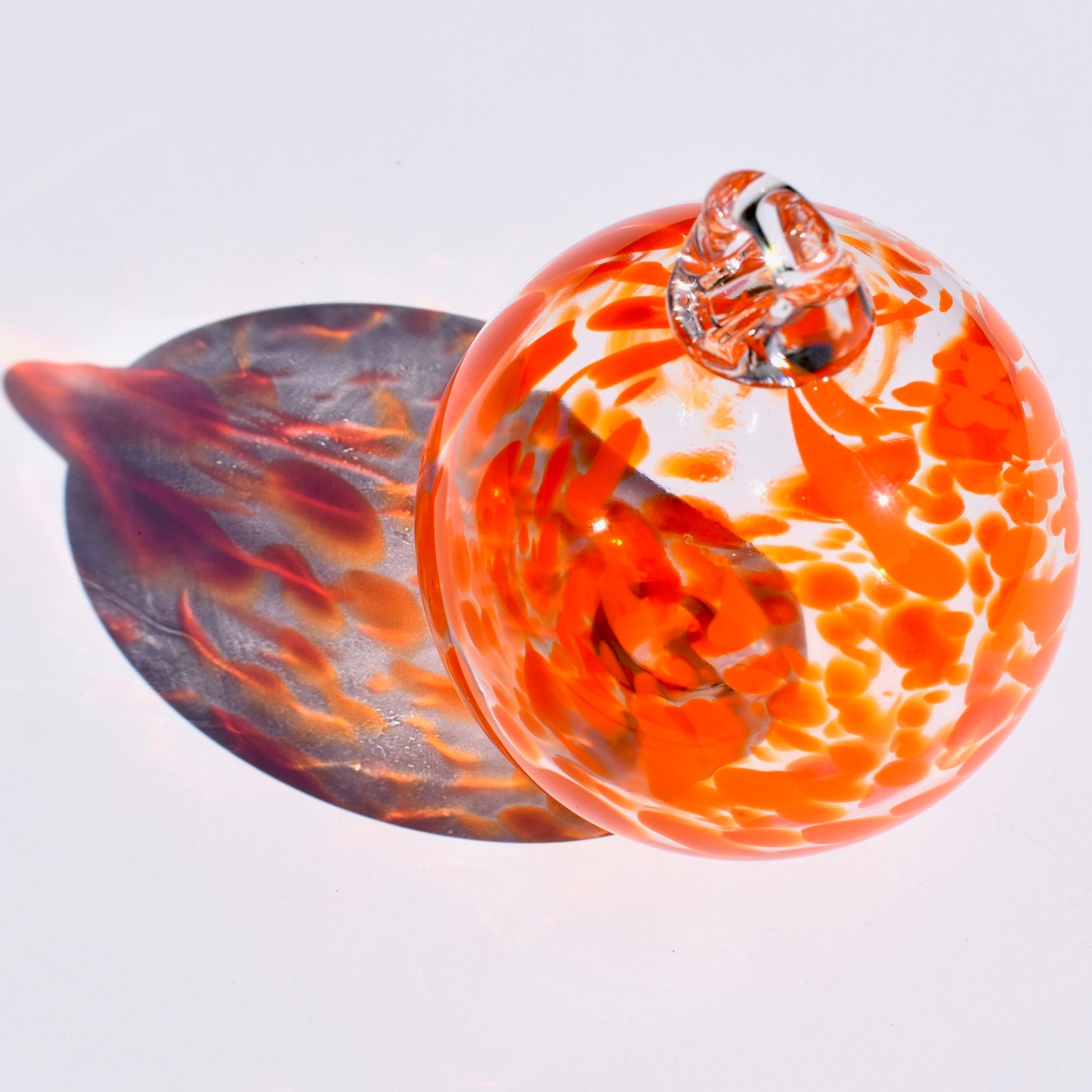 Clear & Orange Speckled Bauble - Corley Studio Shop