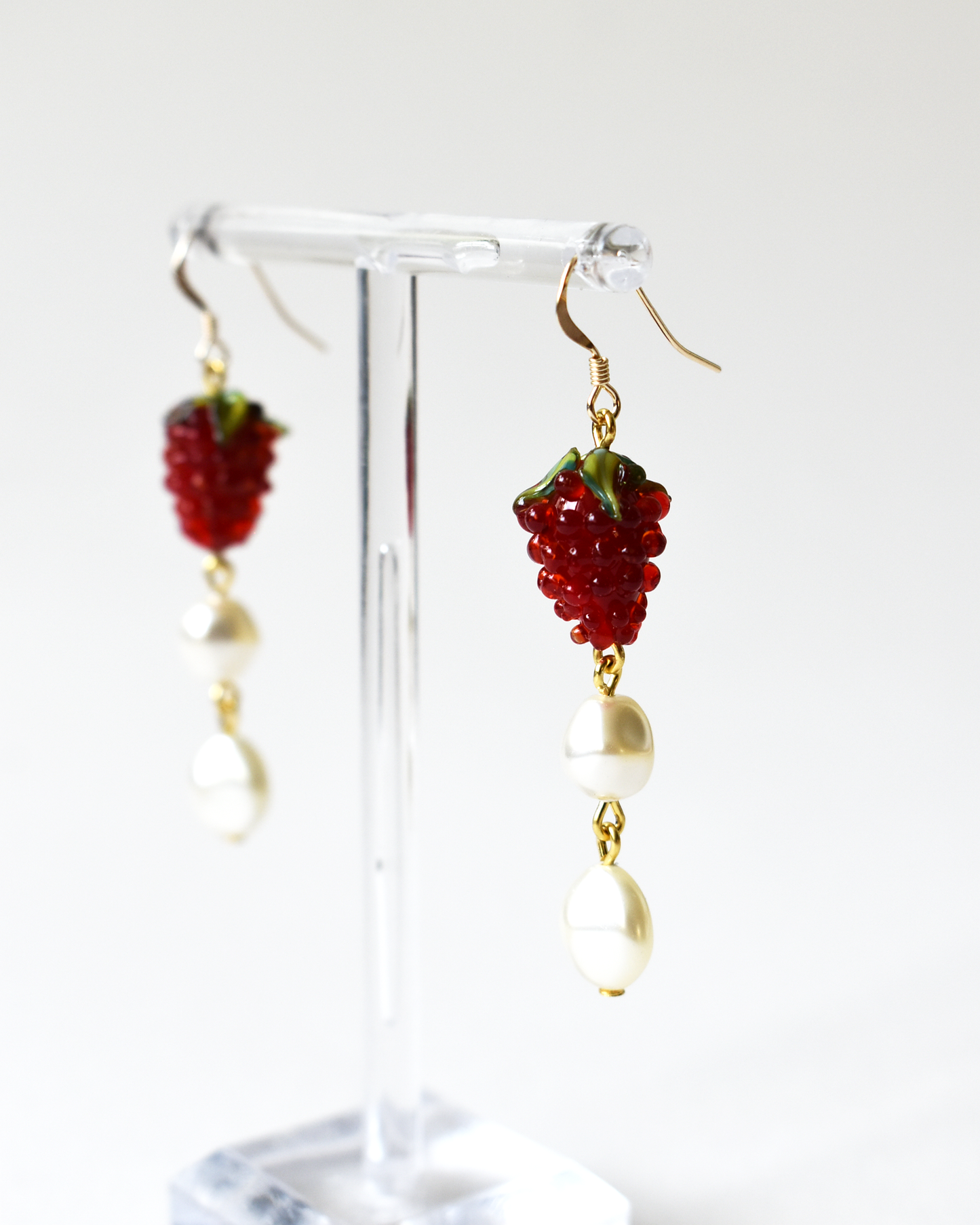 'Raspberries & Cream' Drop Hook Earrings