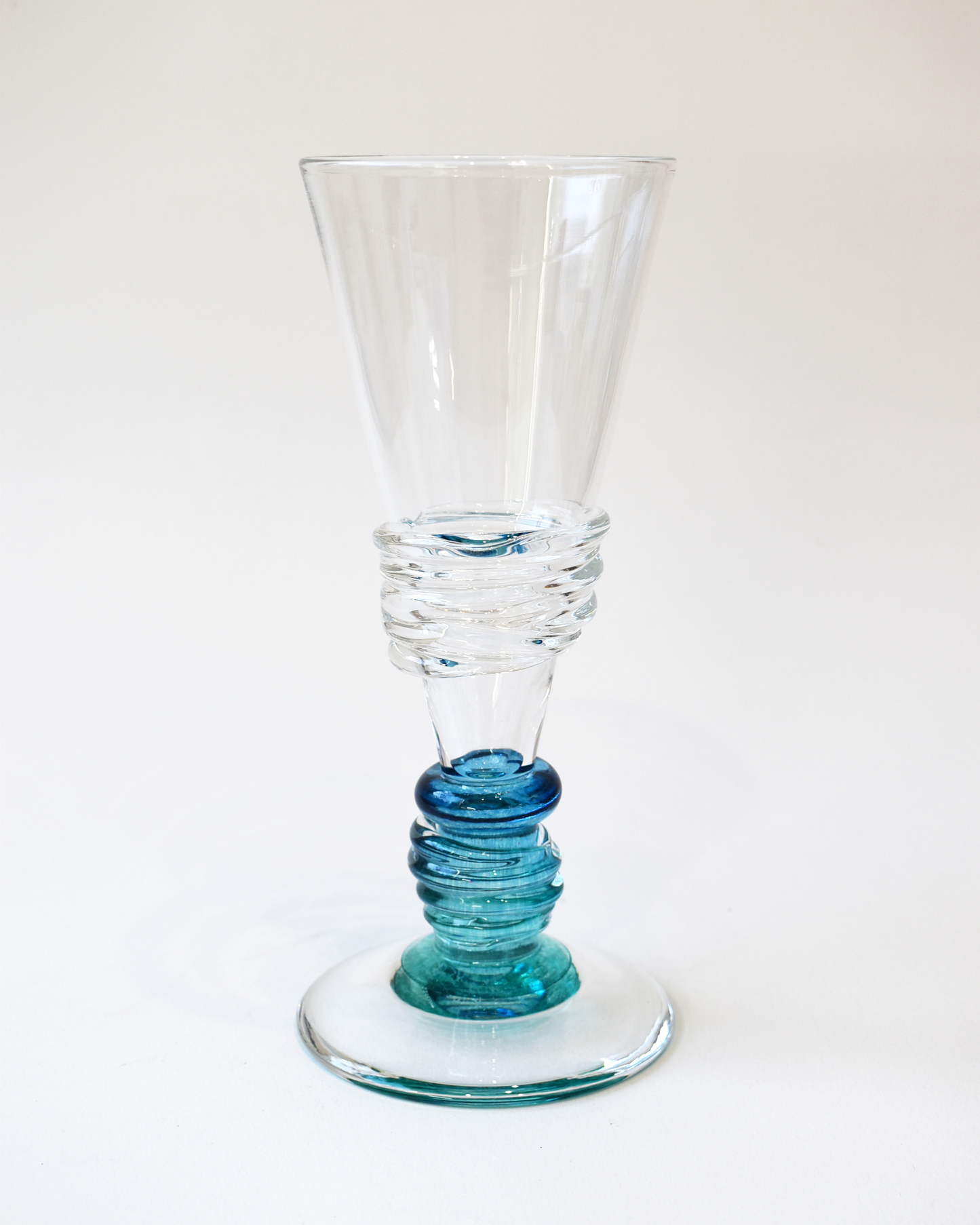 Aqua Blue Ripple Blown Champagne Glass