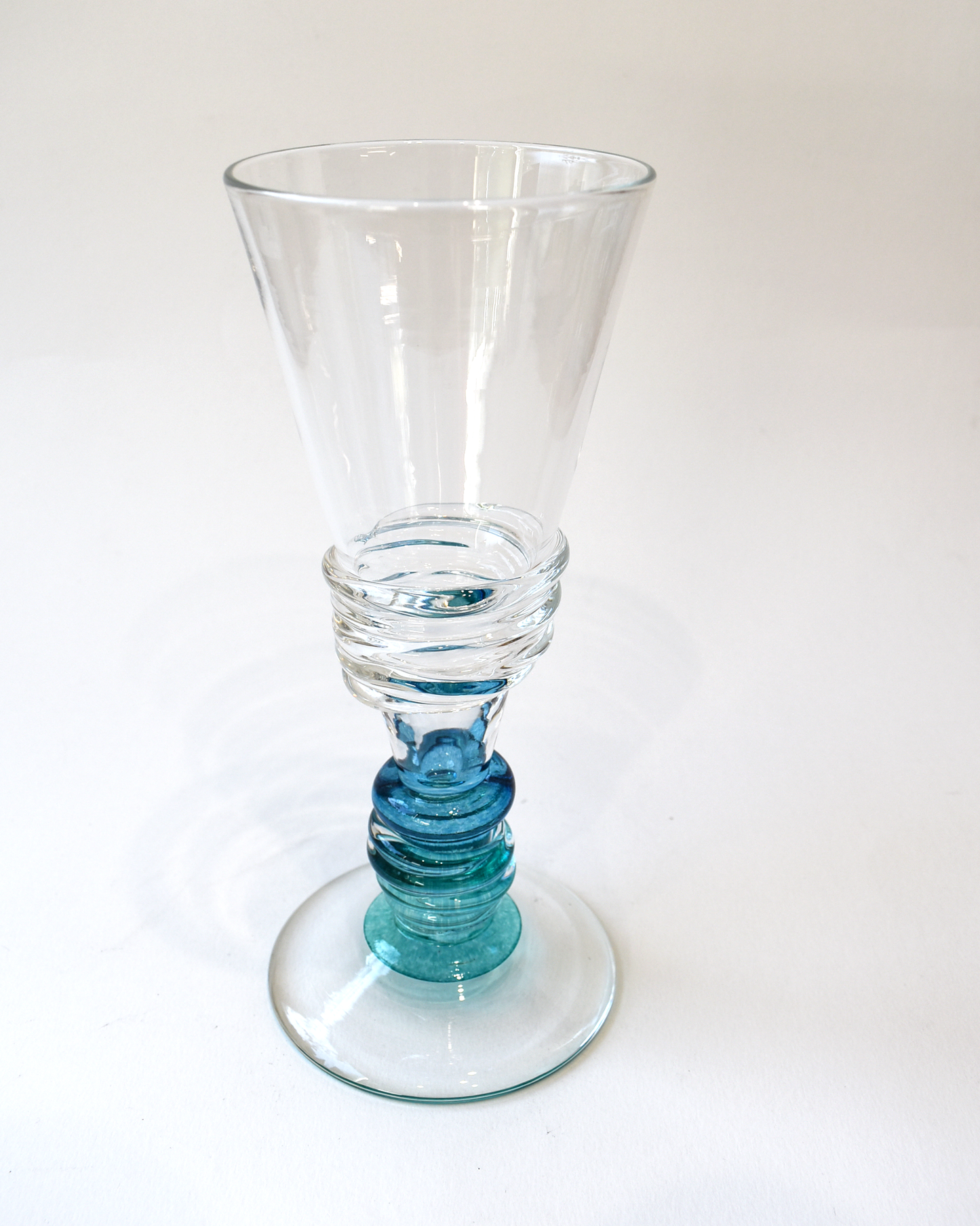 Aqua Blue Ripple Blown Champagne Glass