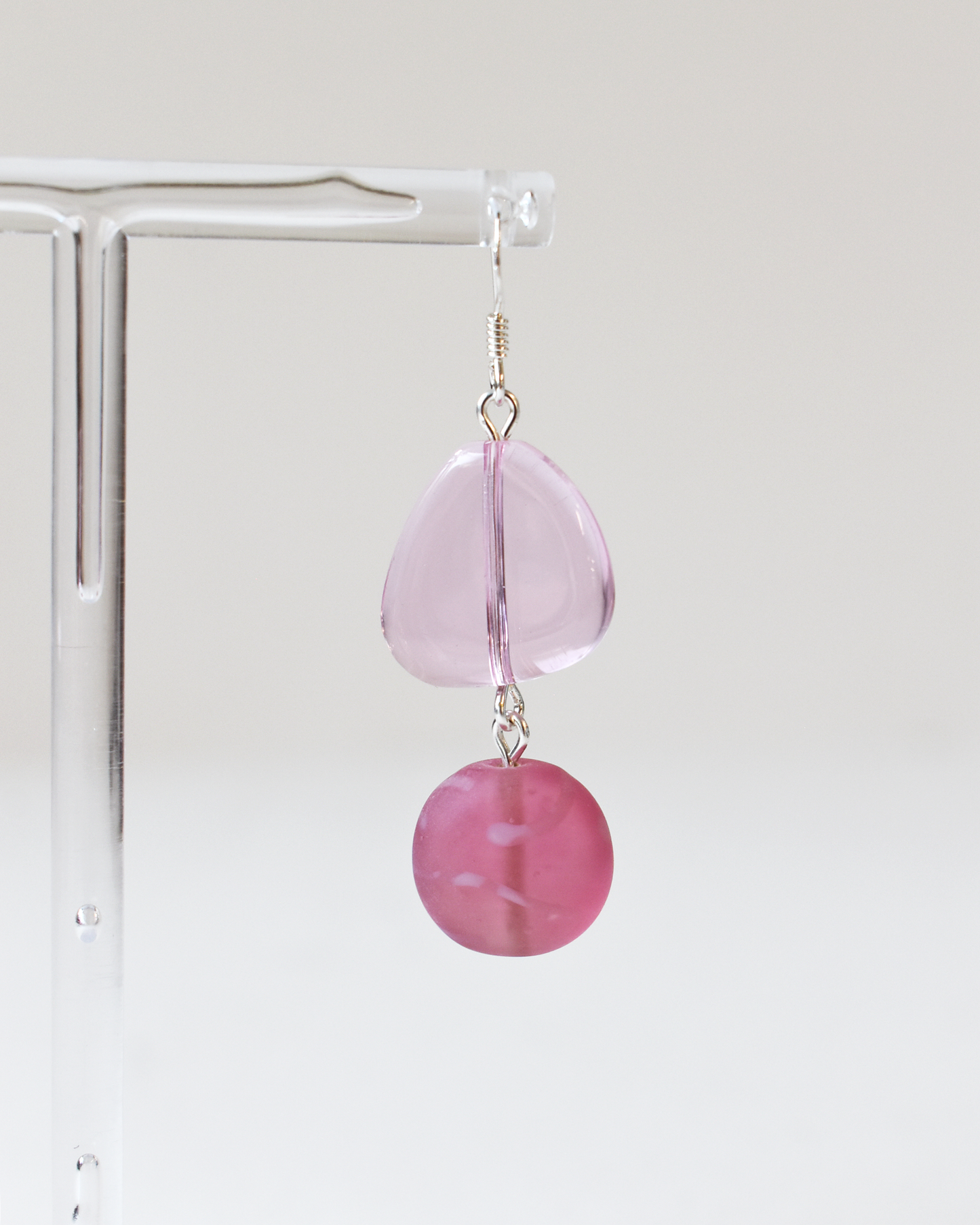 Frosted Pink Pebble Drop Earrings