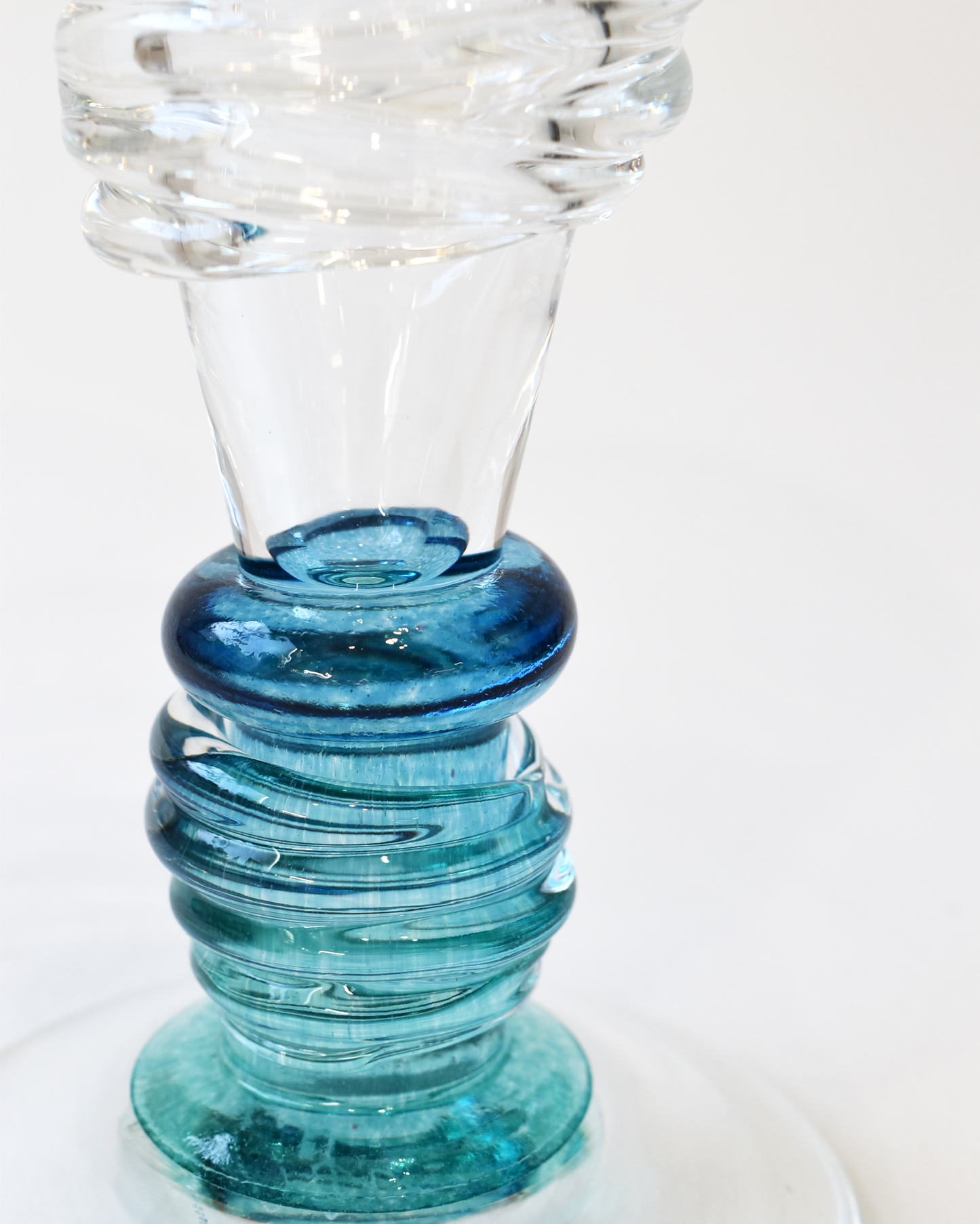 Aqua Blue Ripple Blown Champagne Glass
