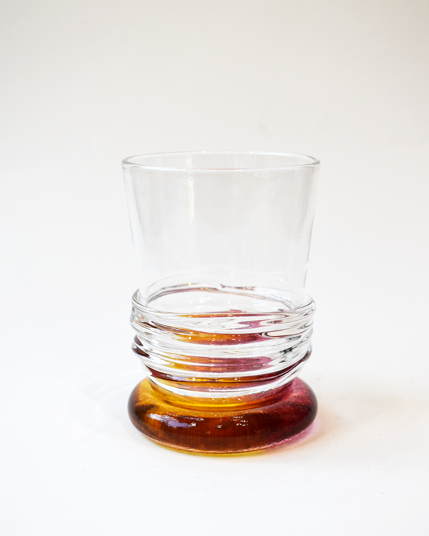 Amber & Pink Ripple Blown Glass Tumbler