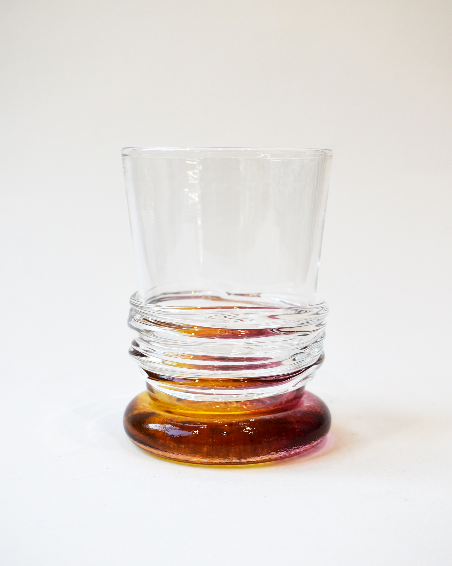 Amber & Pink Ripple Blown Glass Tumbler
