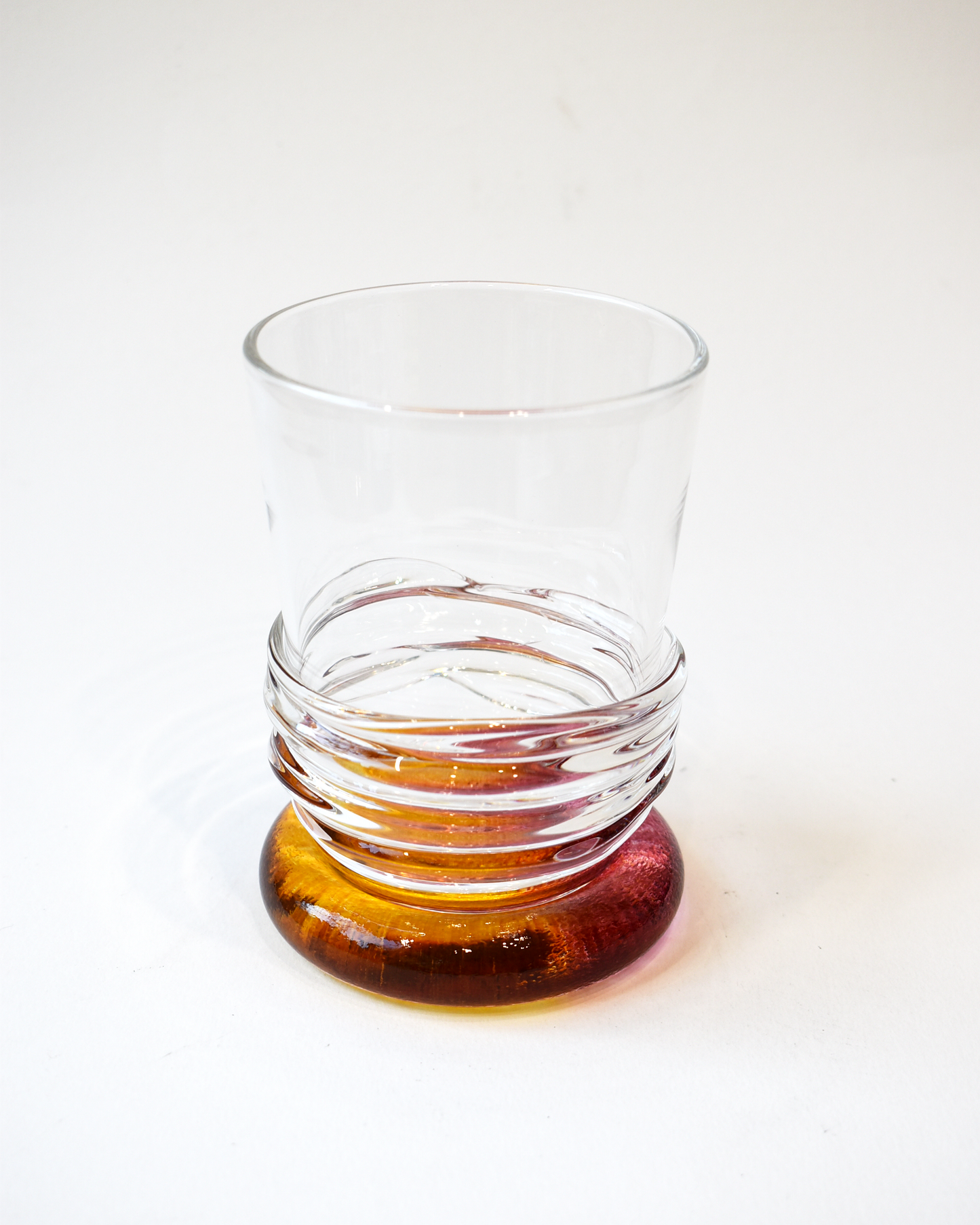 Amber & Pink Ripple Blown Glass Tumbler