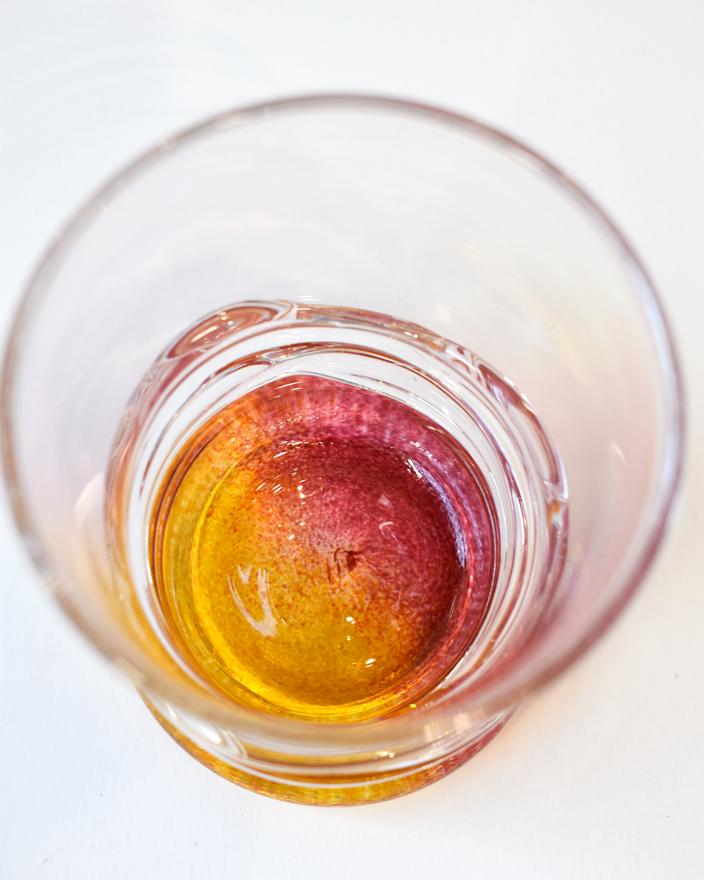 Amber & Pink Ripple Blown Glass Tumbler