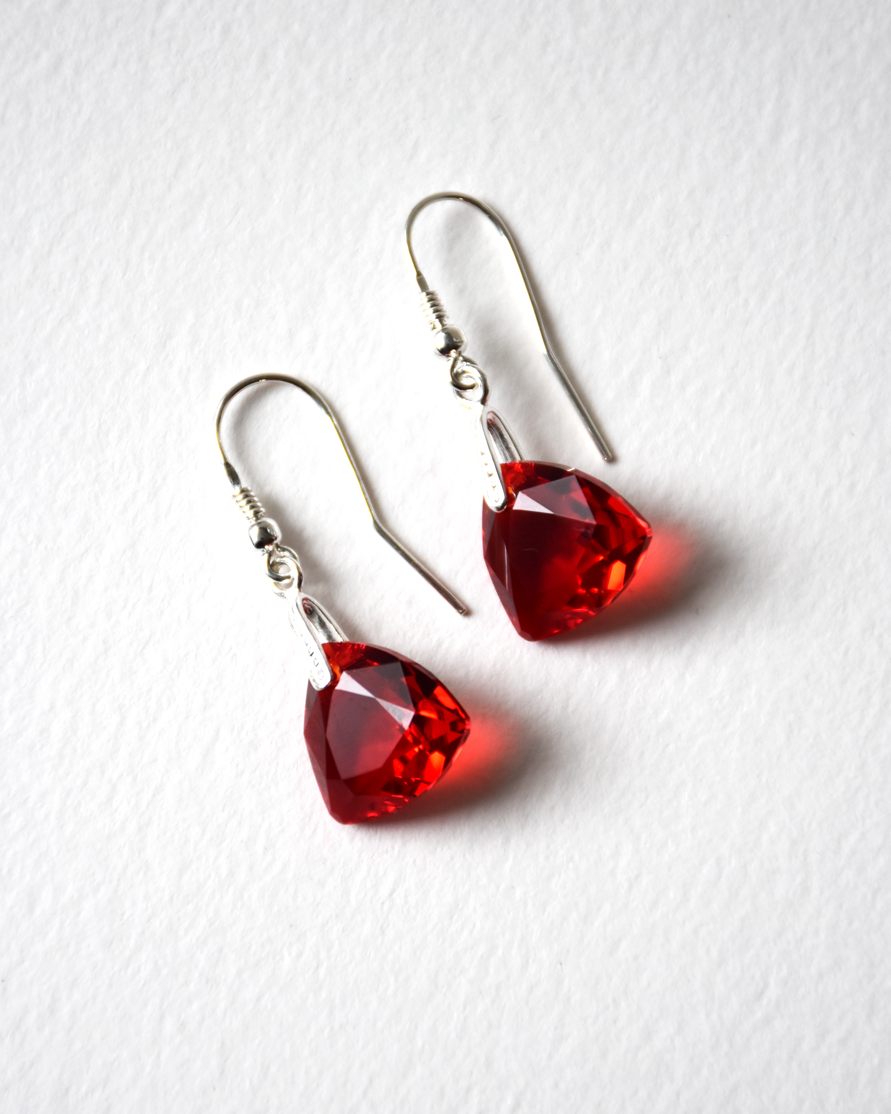Red Trilliant Crystal Drop Earrings