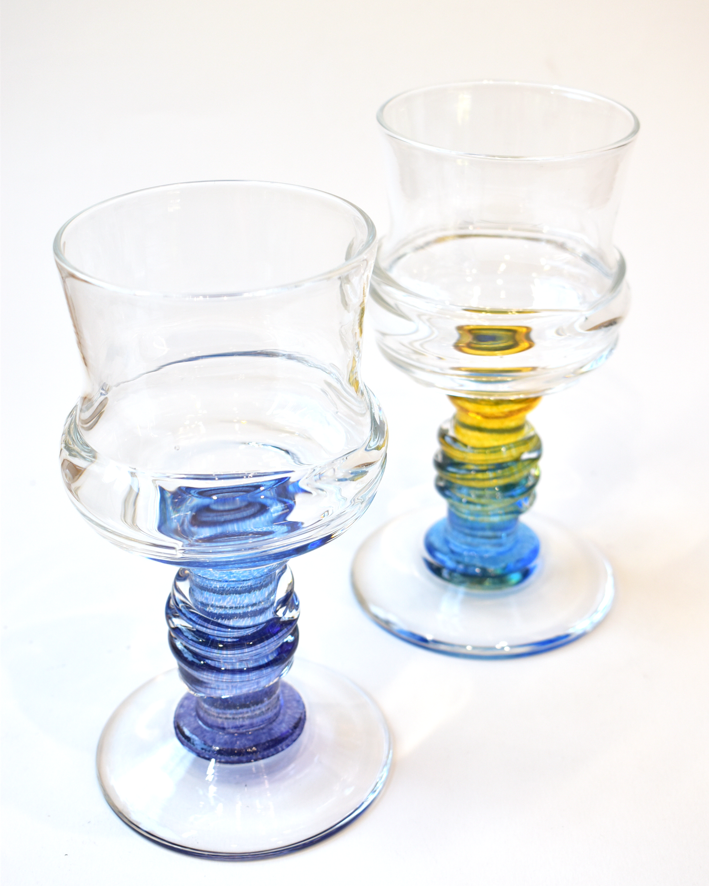 Blue & Purple Ripple Blown Wine Glass