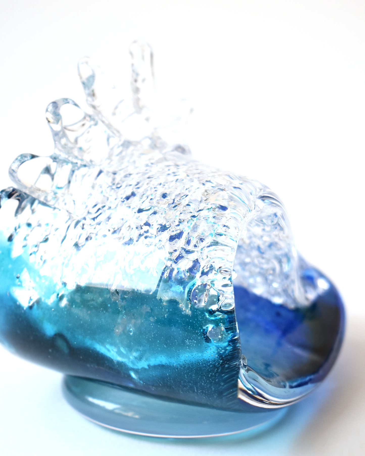 Mini Aqua Crest Wave Glass Sculpture