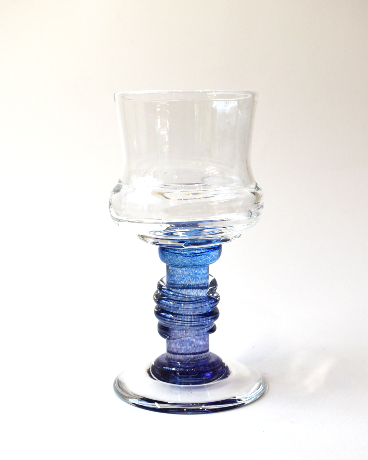 Blue & Purple Ripple Blown Wine Glass