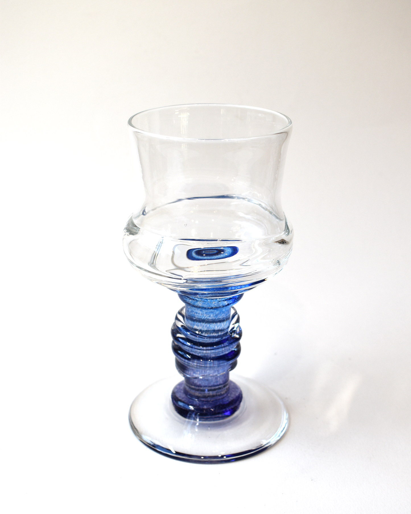 Blue & Purple Ripple Blown Wine Glass