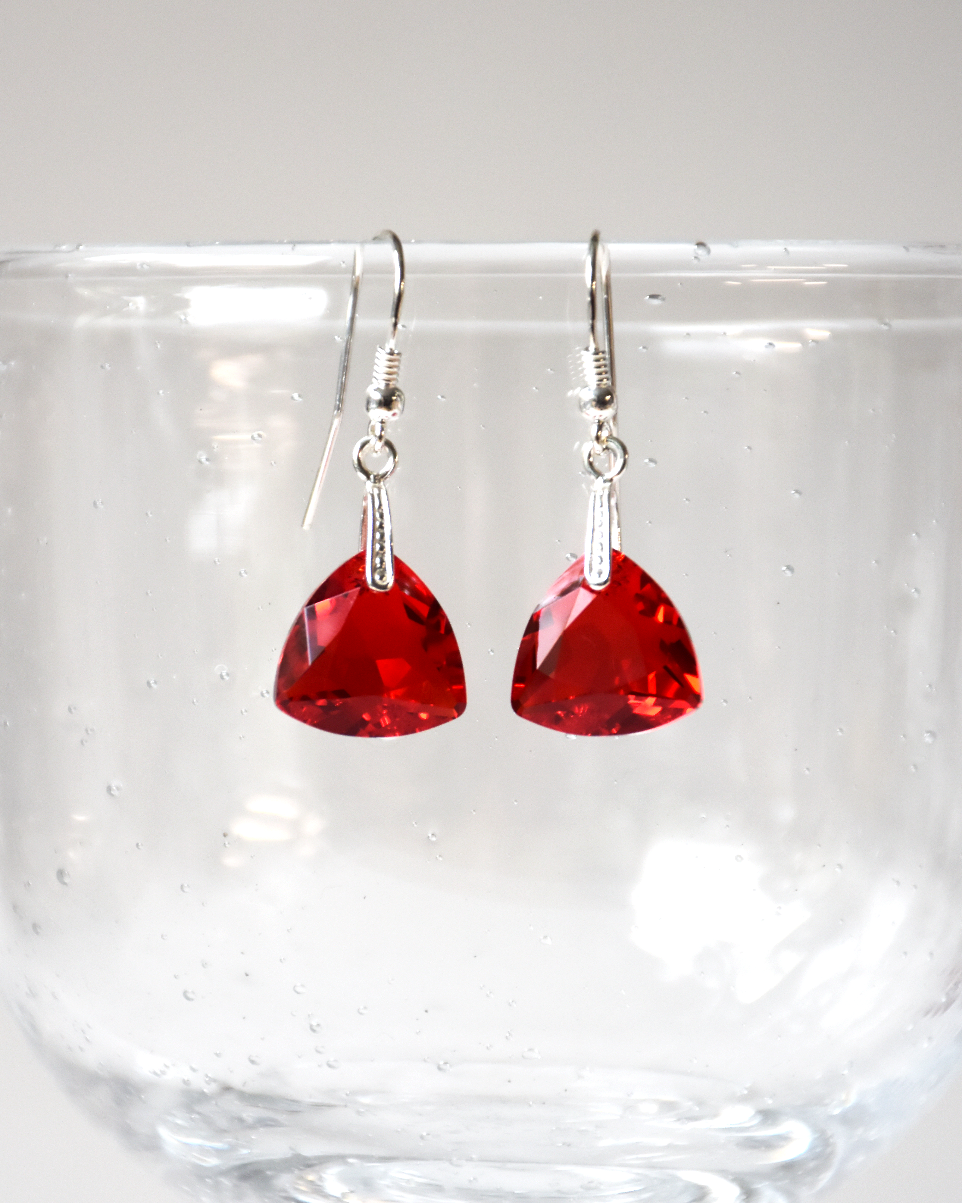 Red Trilliant Crystal Drop Earrings